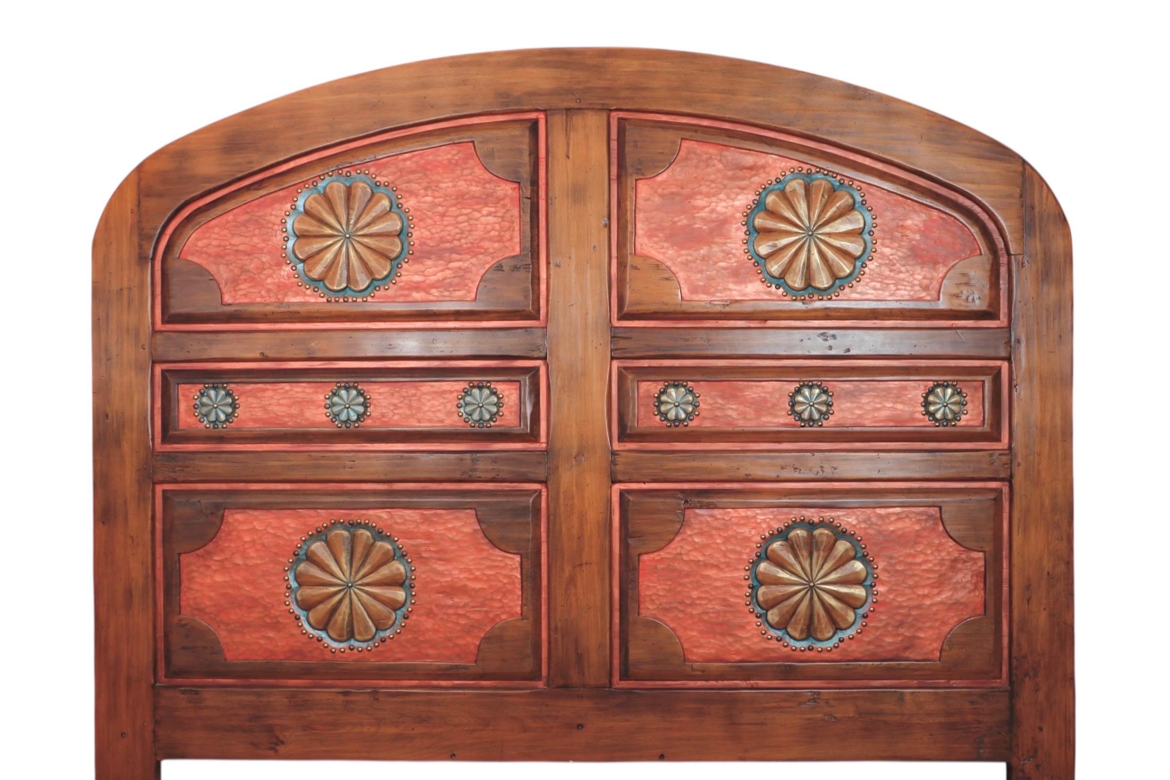 Spanish Colonial Southwest Spanish Craftsman King Size Headboard For Sale