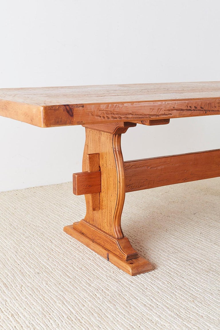 Southwest Spanish Pine Trestle Farmhouse Dining Table at 1stDibs