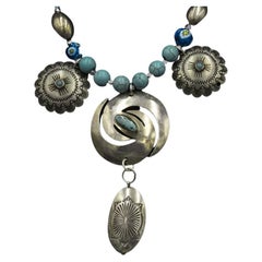 Southwest style,sterling silver and turquoise ,one of a kind ,handmade necklace.