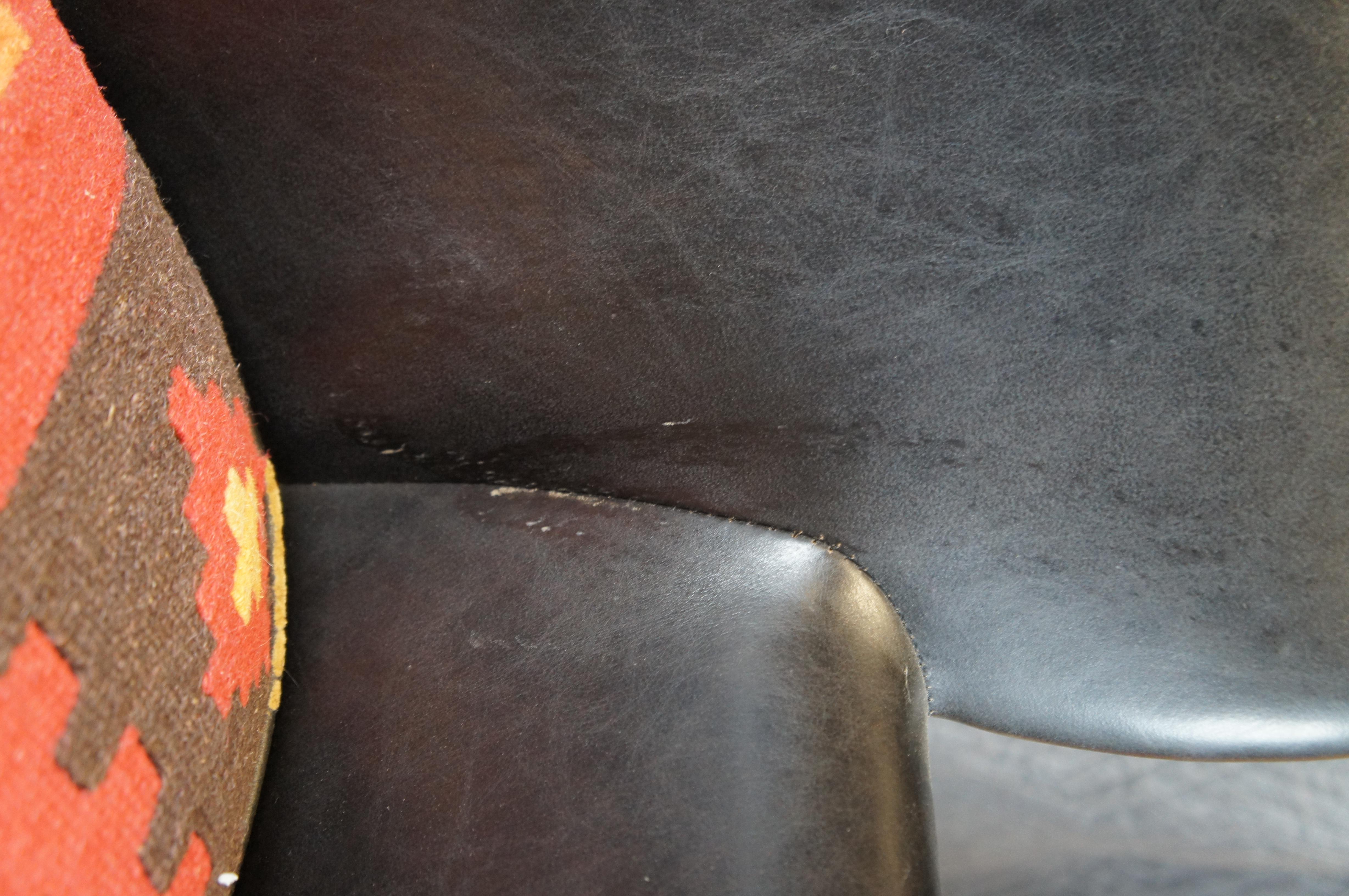 Southwestern Aluminum Black Leather Wingback Professor Aviator Armchair 3