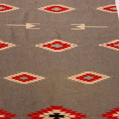 Southwestern American Indian Navajo Hand Woven Wool Rug, Diamond Pattern, c1920