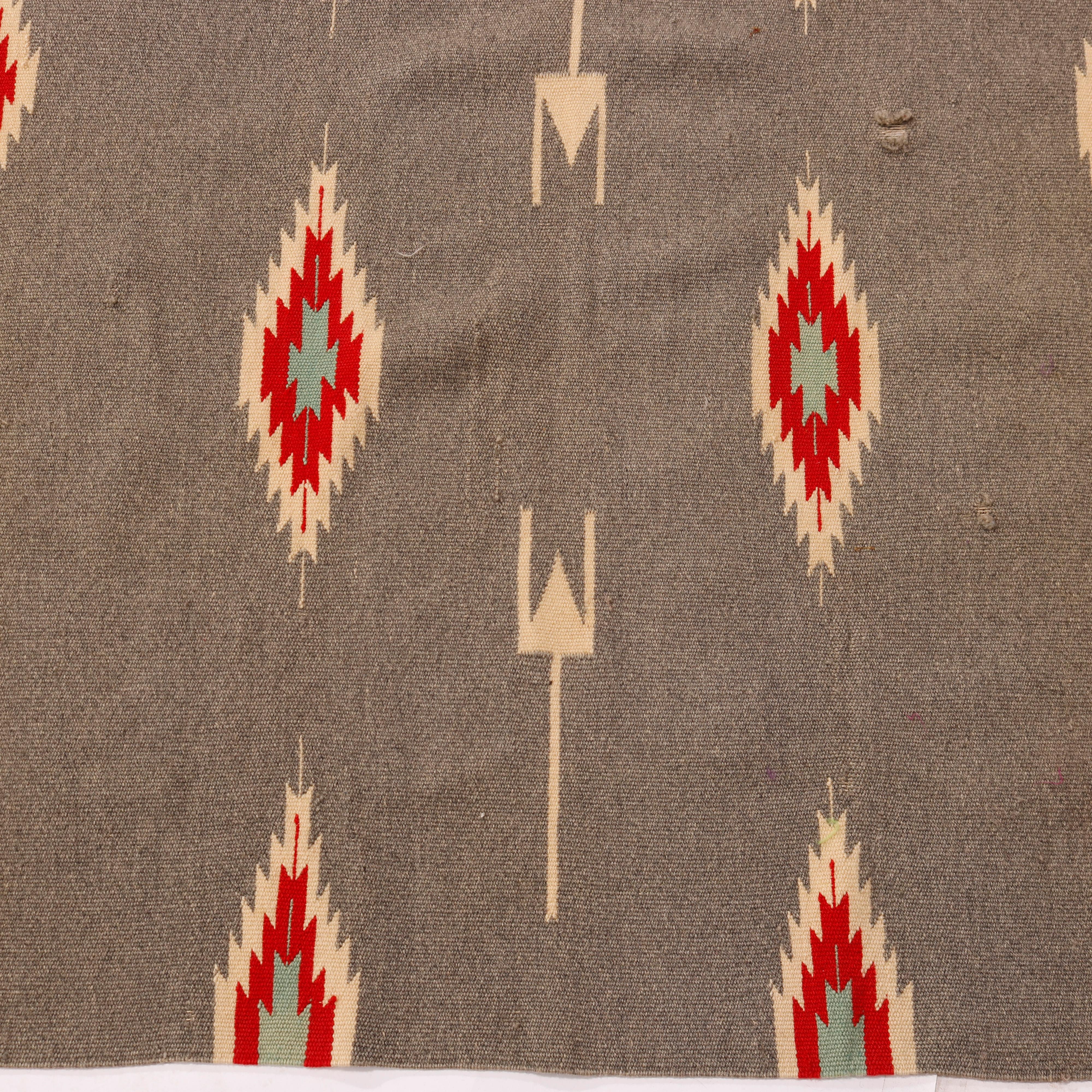 Native American Southwestern American Indian Navajo Hand Woven Wool Rug, Diamond Pattern, c1920