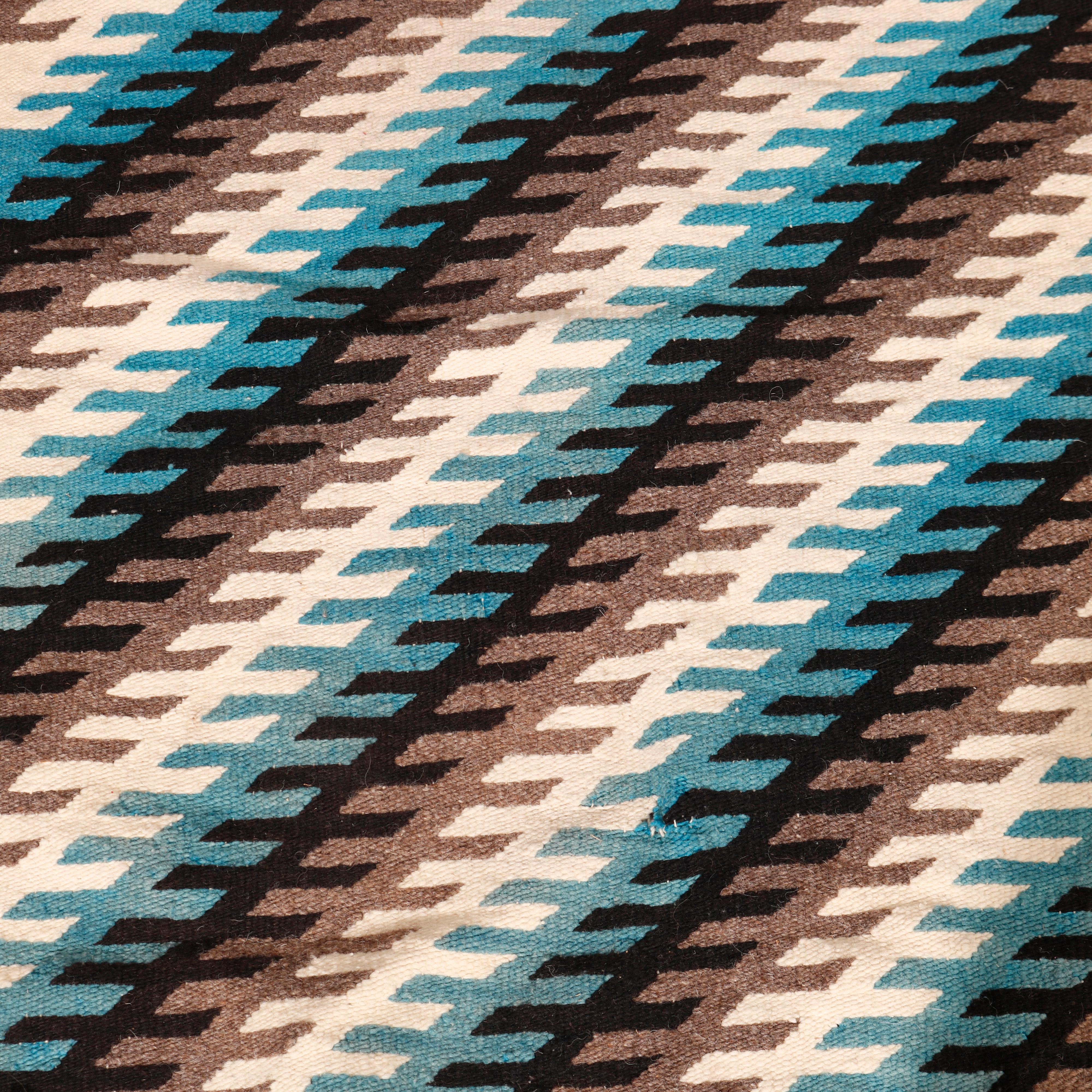 Native American Southwestern American Indian Navajo Hand Woven Wool Rug, Stripe Pattern, c1920