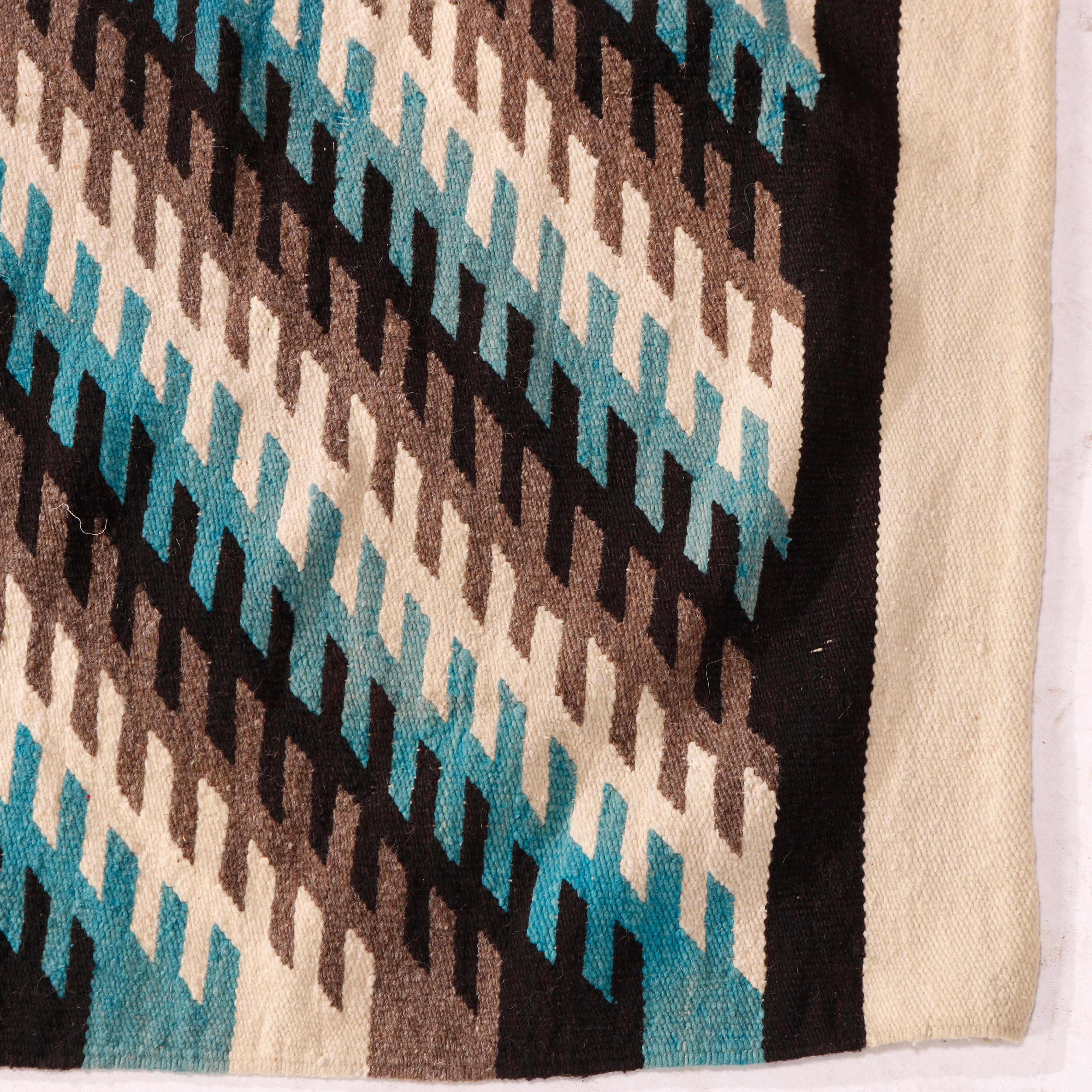 20th Century Southwestern American Indian Navajo Hand Woven Wool Rug, Stripe Pattern, c1920