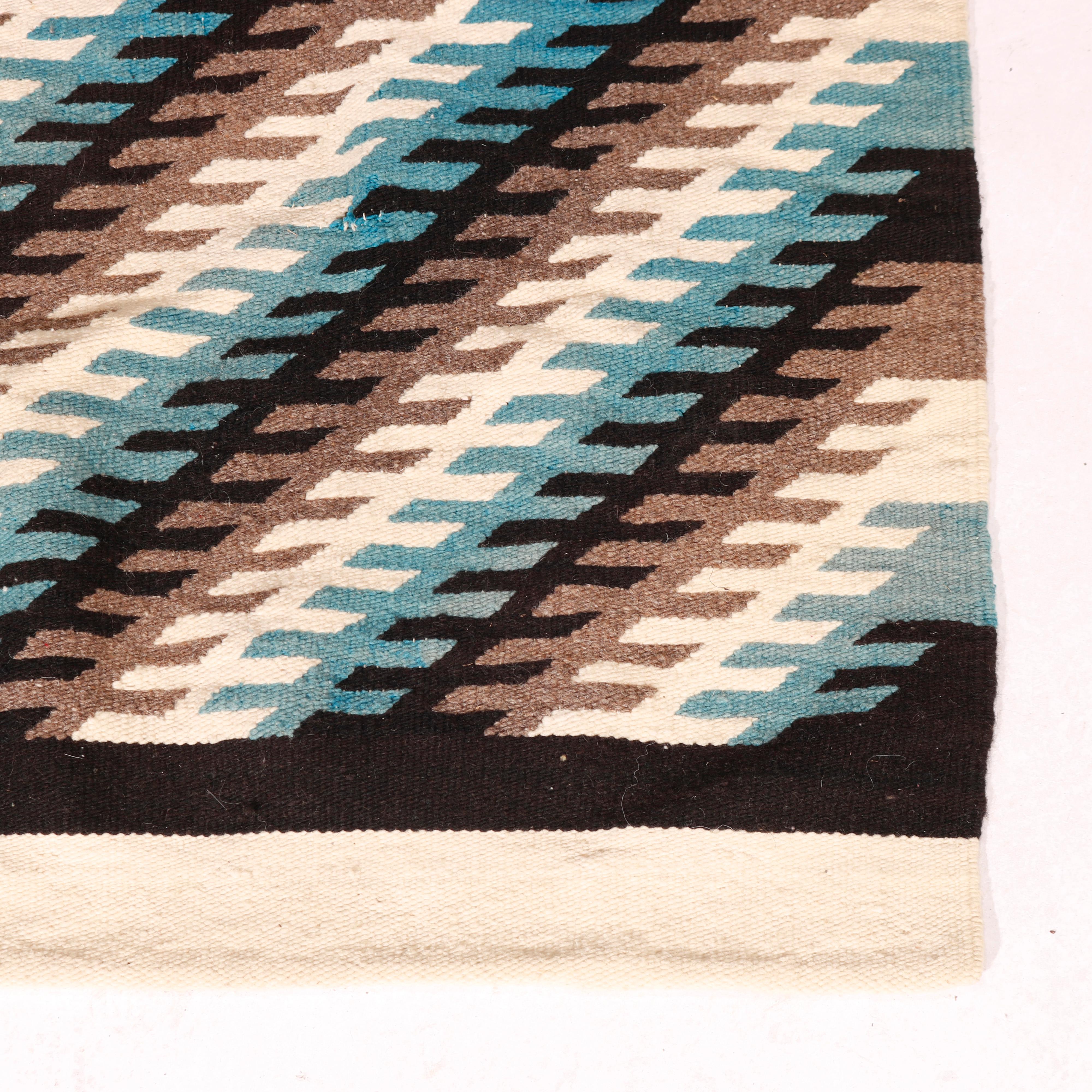 Southwestern American Indian Navajo Hand Woven Wool Rug, Stripe Pattern, c1920 1