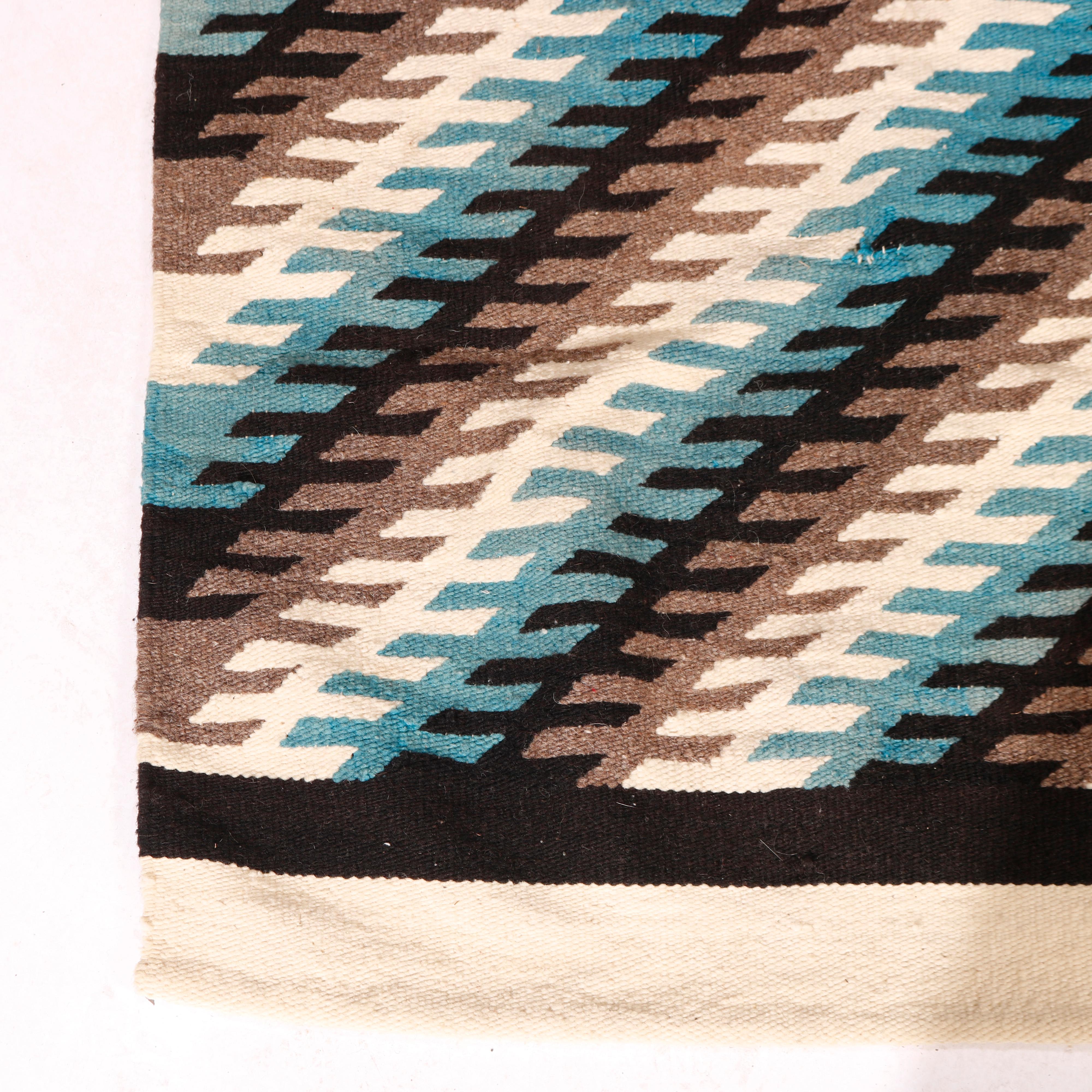 Southwestern American Indian Navajo Hand Woven Wool Rug, Stripe Pattern, c1920 2