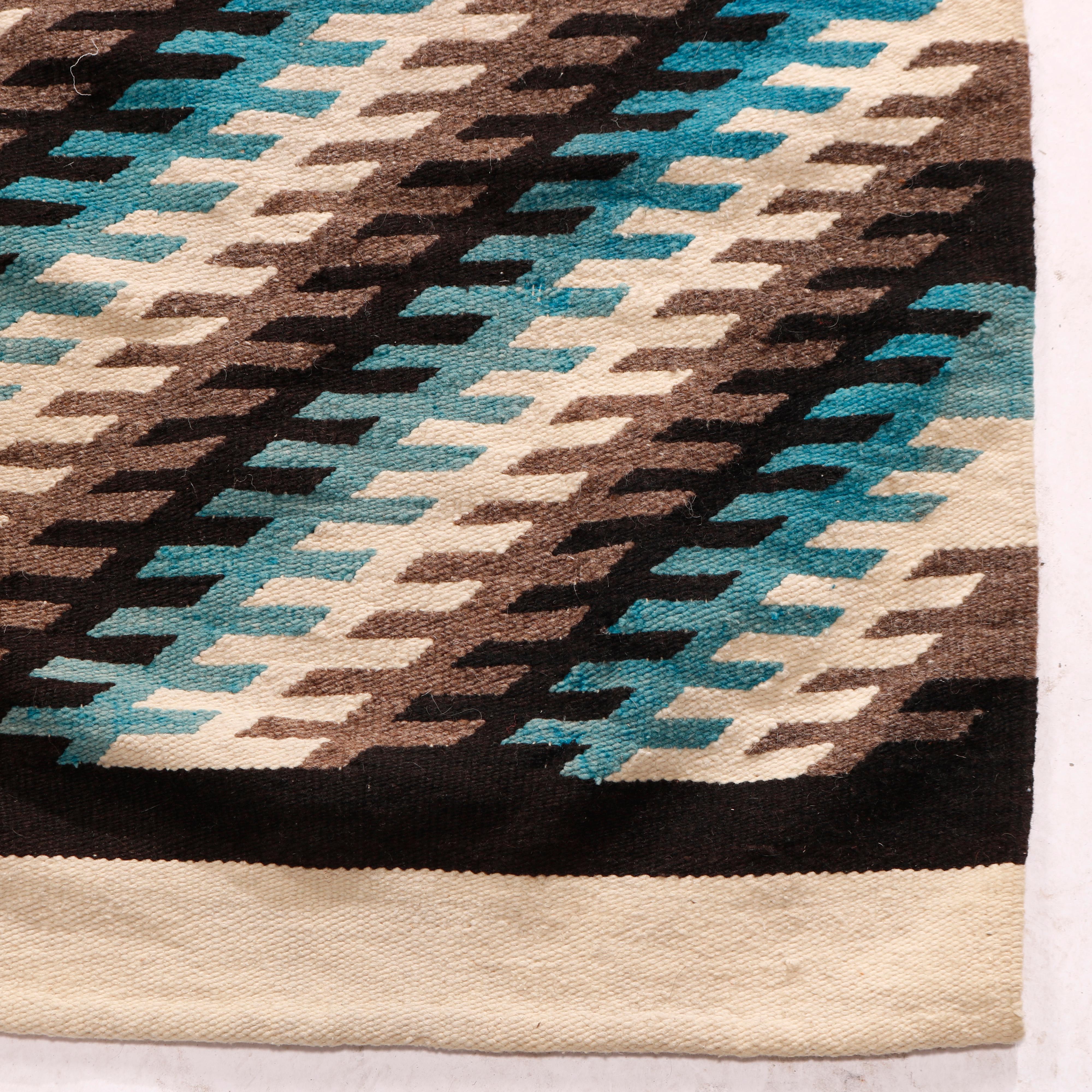 Southwestern American Indian Navajo Hand Woven Wool Rug, Stripe Pattern, c1920 3