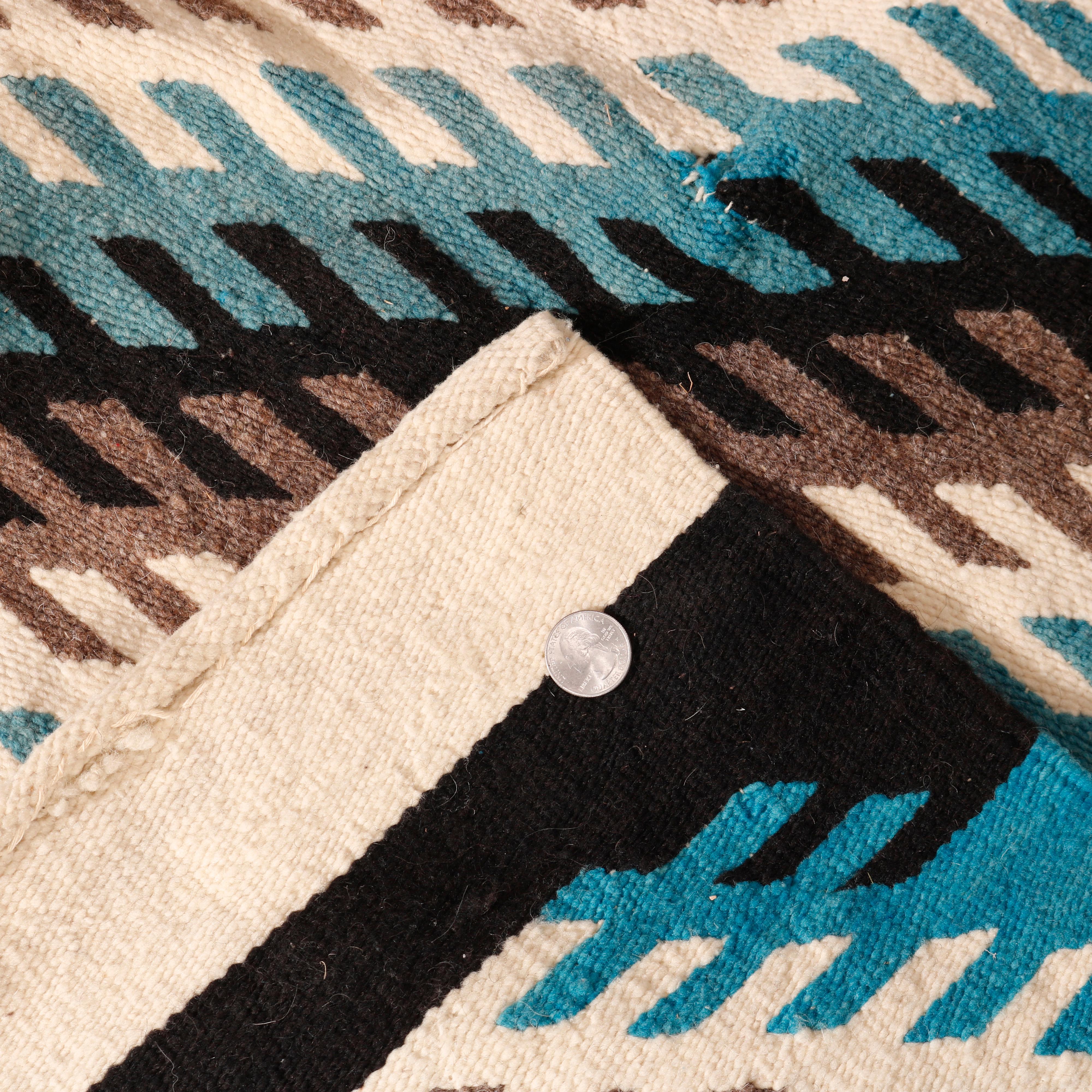 Southwestern American Indian Navajo Hand Woven Wool Rug, Stripe Pattern, c1920 4