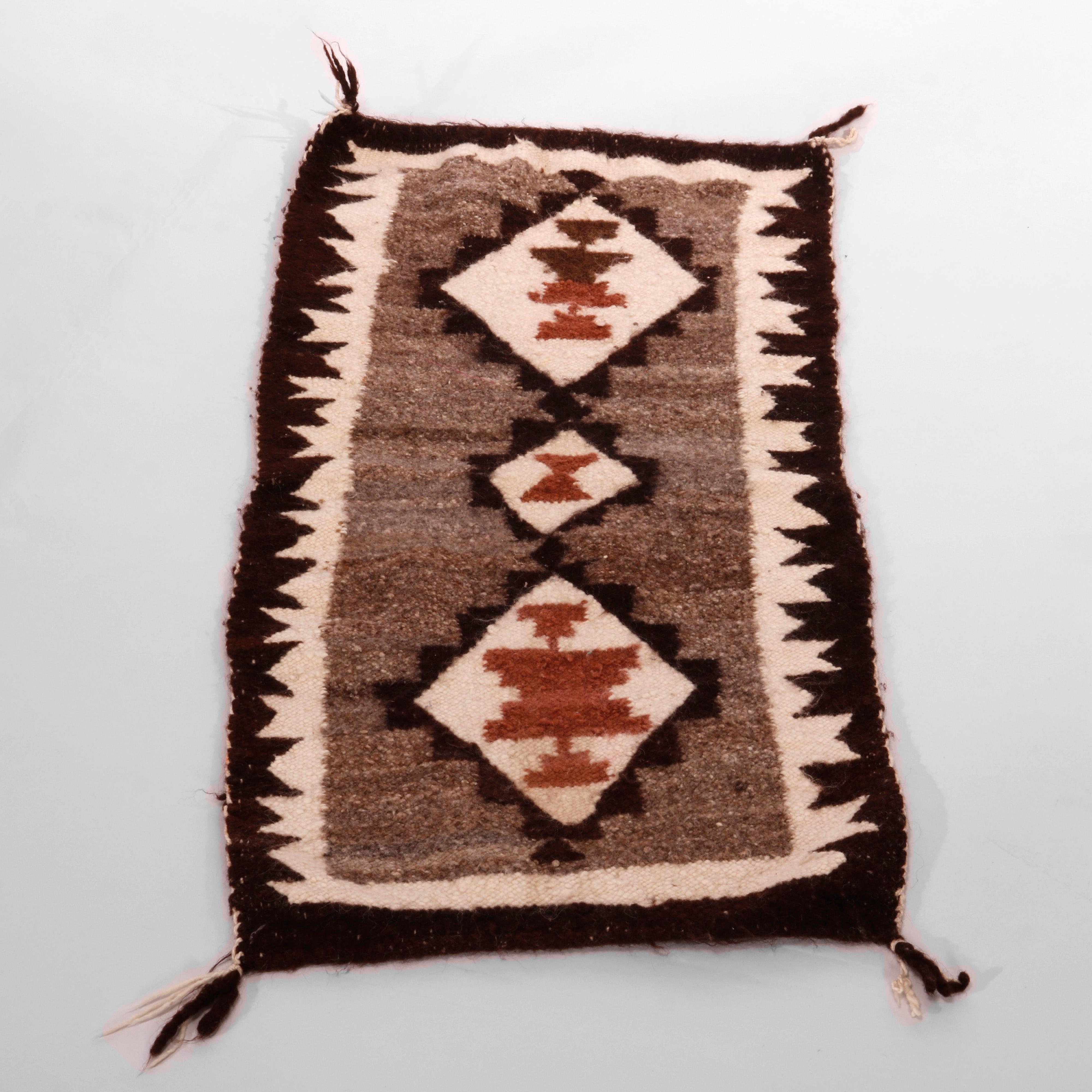 Handwoven Wool Brown SOUTHWESTERN Design 20" x 40"  Rug 