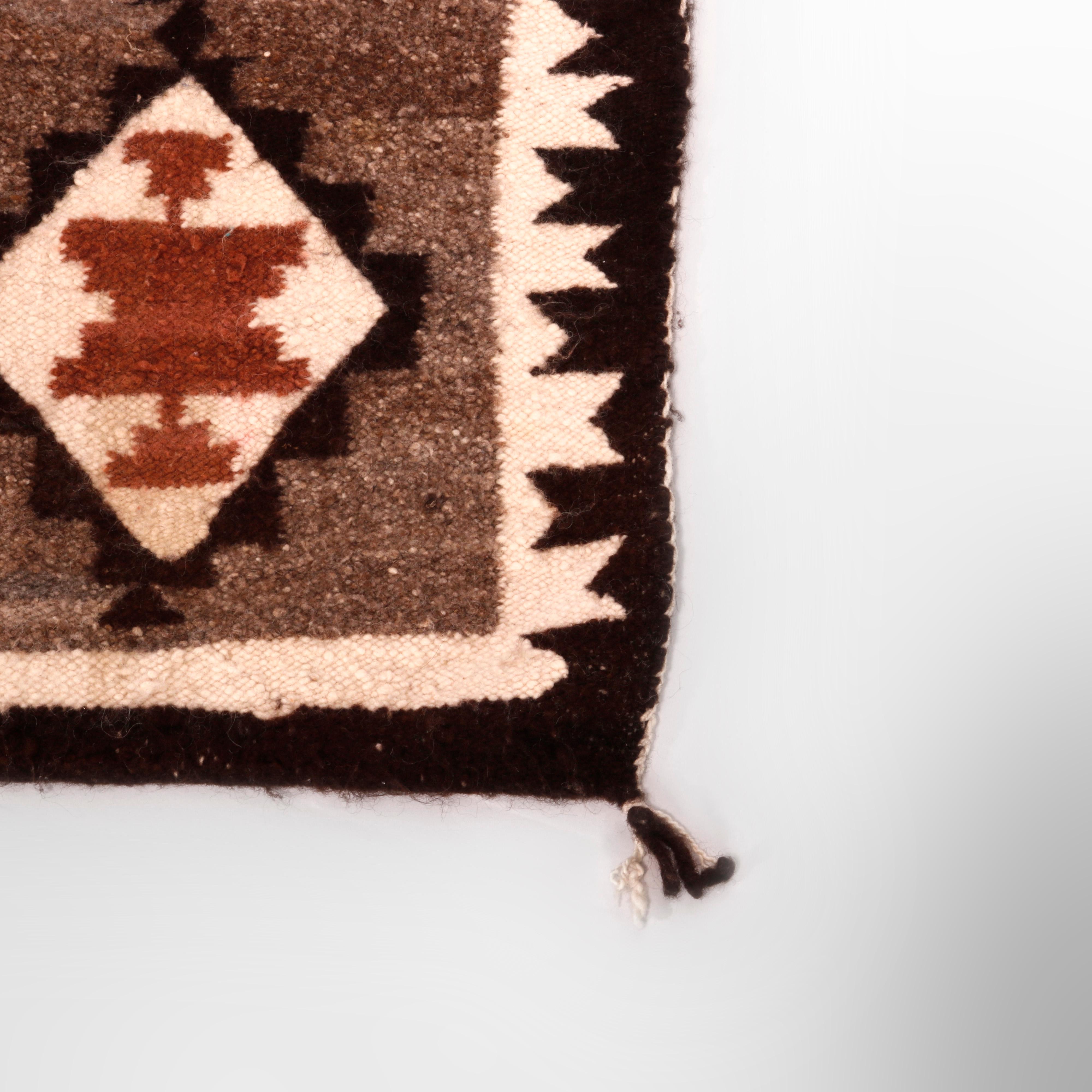 20th Century Southwestern American Indian Navajo Triple Medallion Hand Woven Wool Rug, 20th C