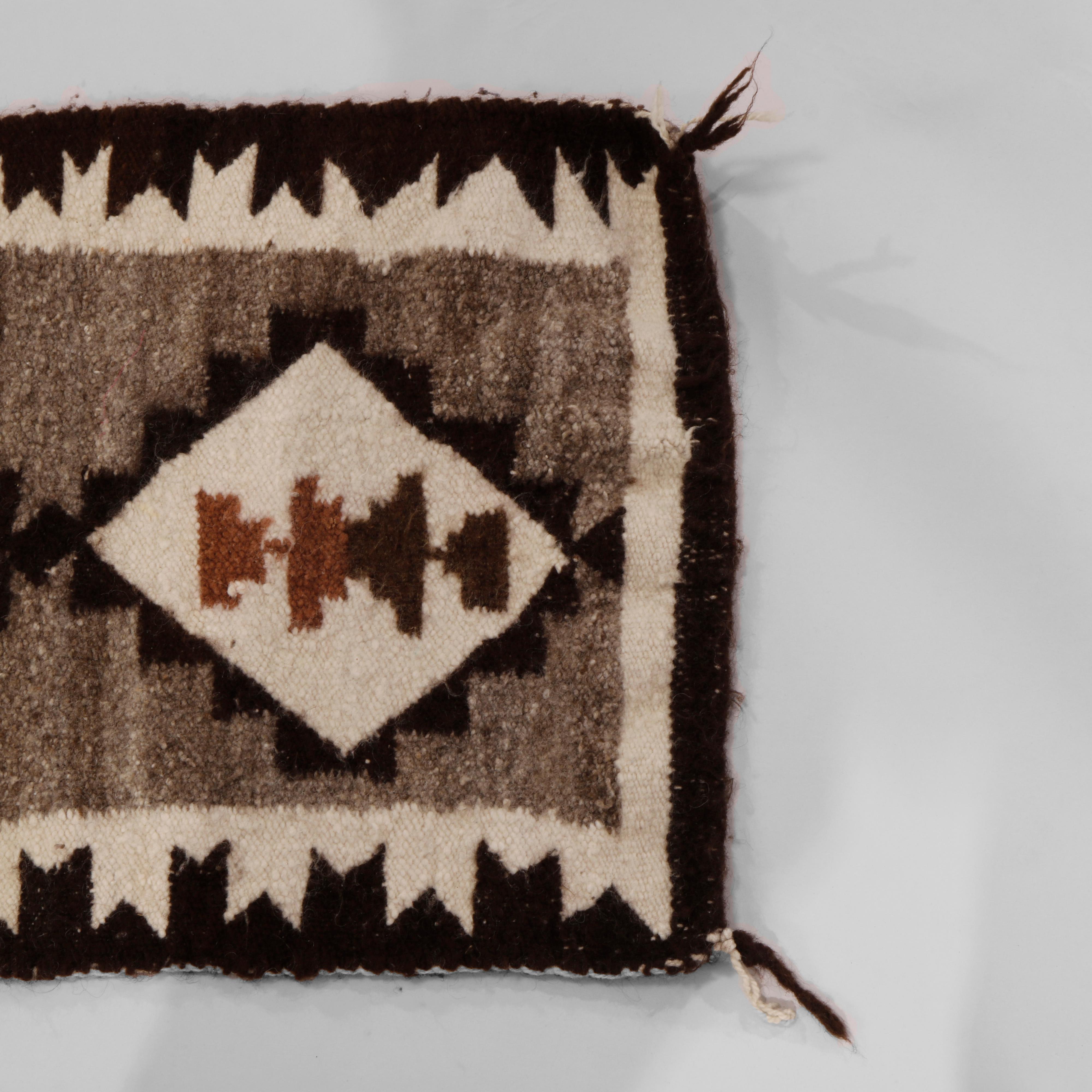 Southwestern American Indian Navajo Triple Medallion Hand Woven Wool Rug, 20th C 1