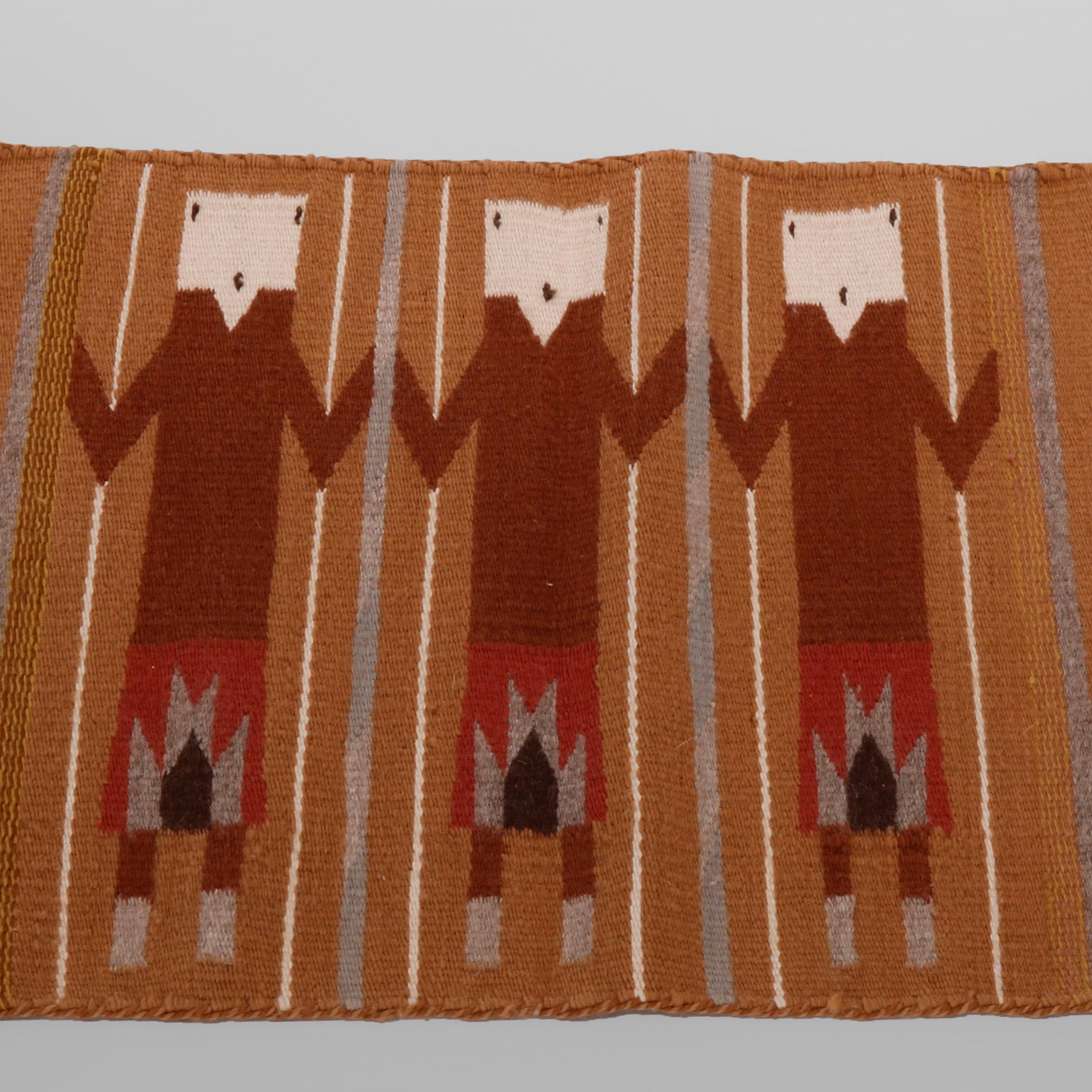 Native American Southwestern American Indian Navajo Triple Yei Hand Woven Wool Rug, 20th C