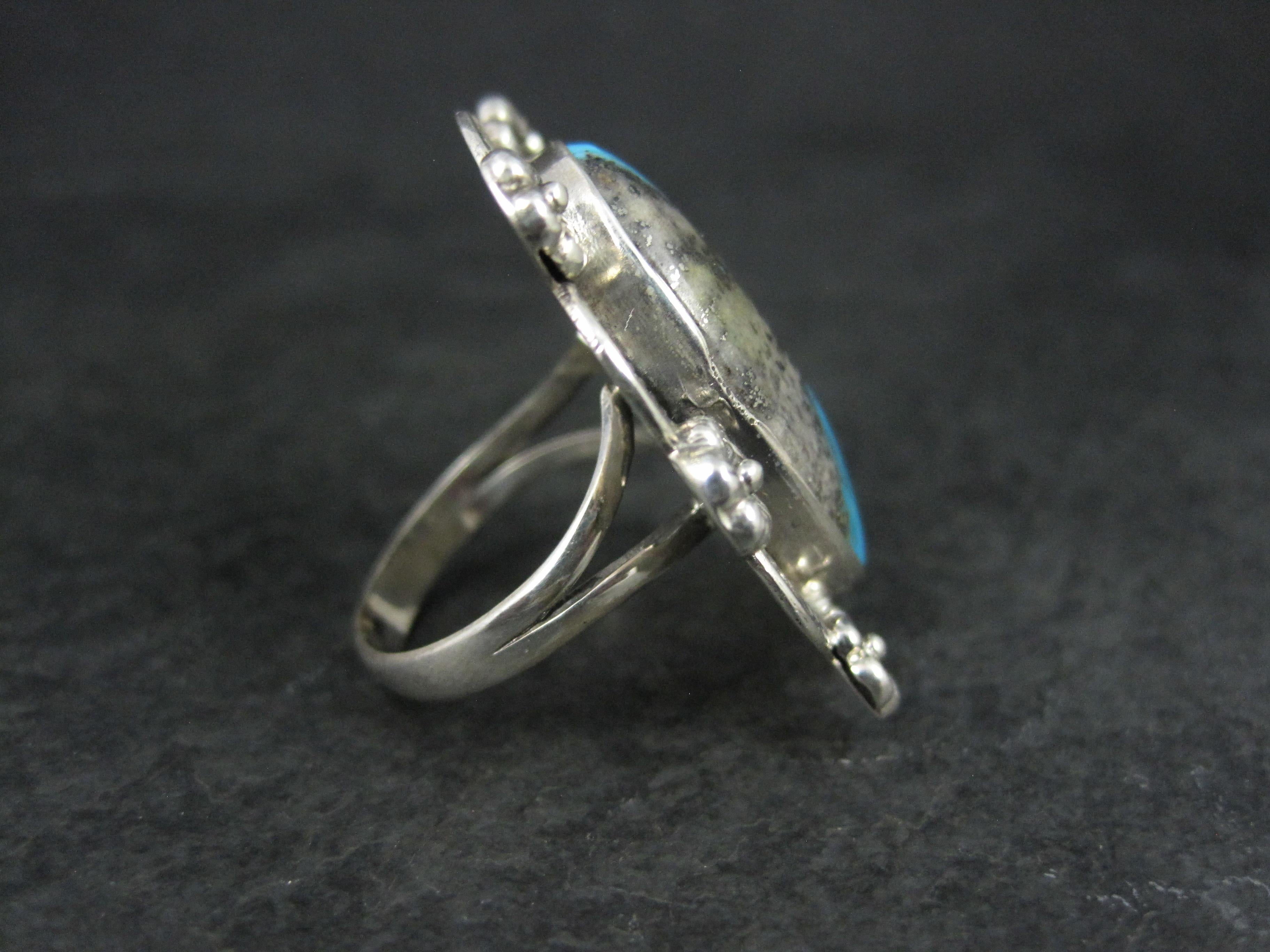 Southwestern Boulder Turquoise Ring Sterling Silver Size 7 In Excellent Condition For Sale In Webster, SD