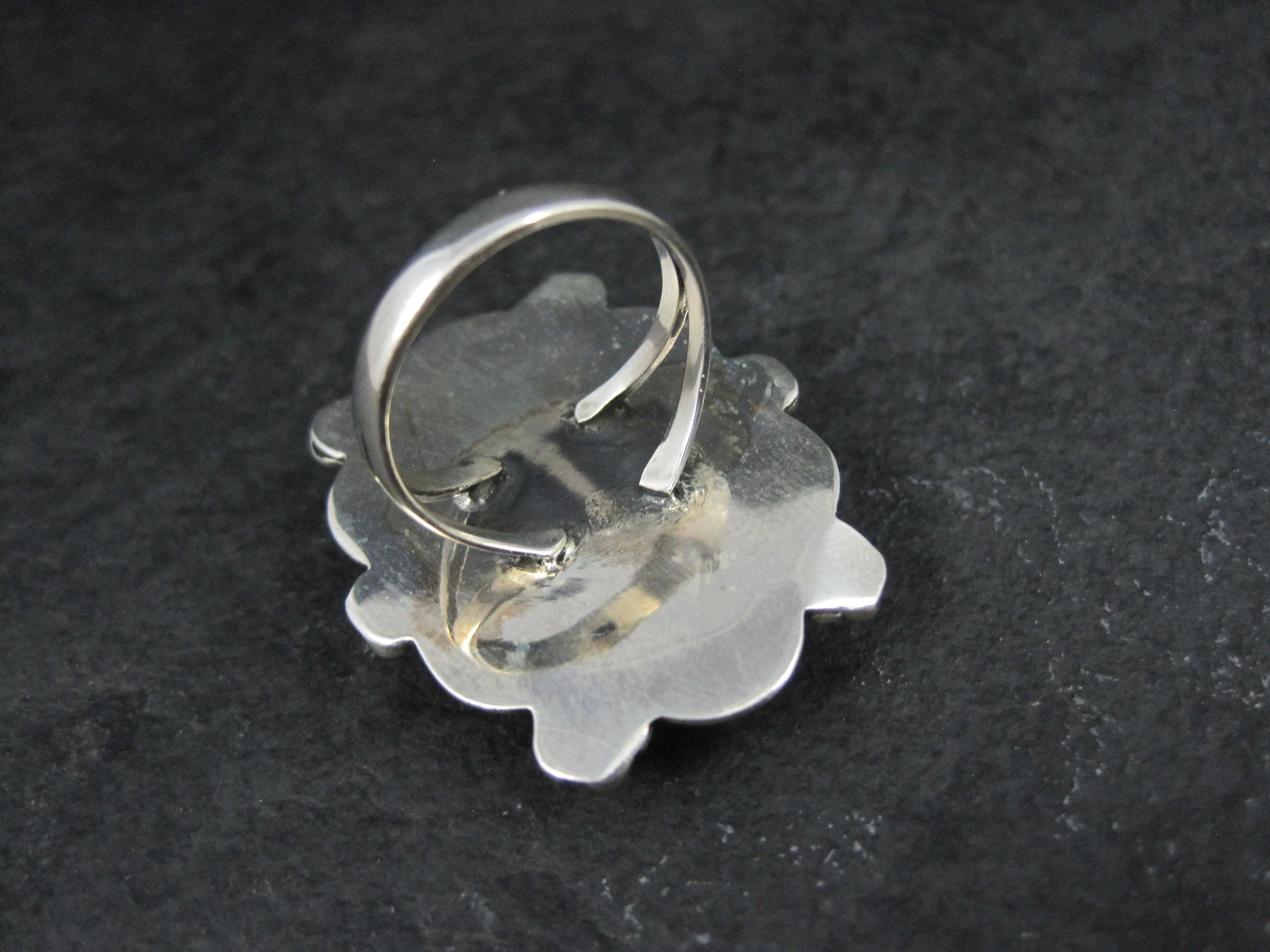 Southwestern Boulder Turquoise Ring Sterling Silver Size 7 For Sale 1