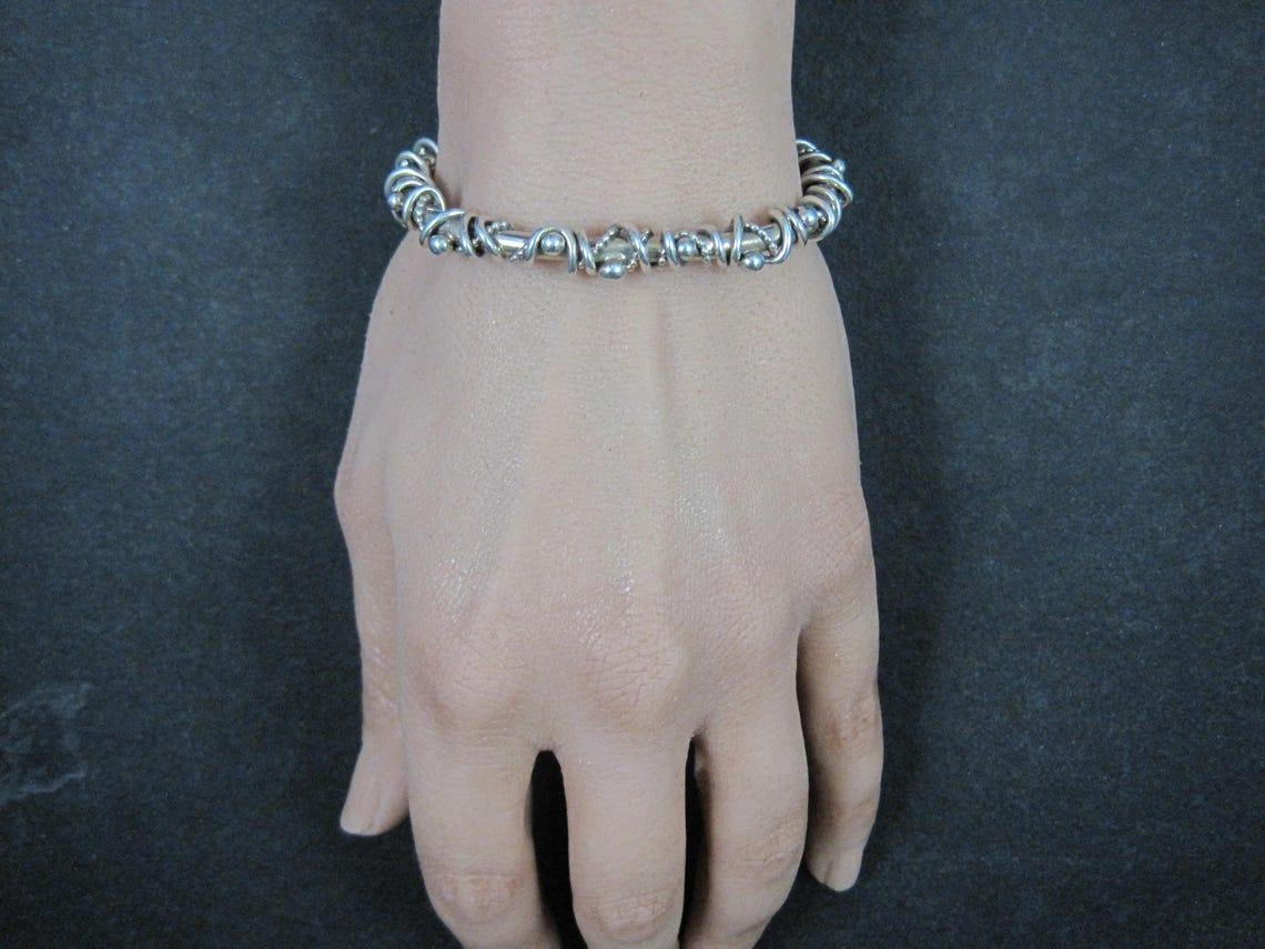Southwestern Brutalist Sterling Cuff Bracelet 5.5 Inches Wire Wrapped Twisted Si For Sale 5