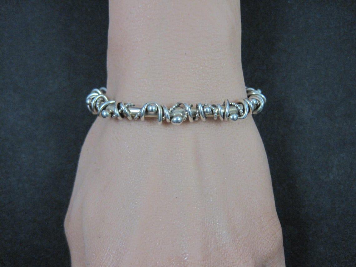 Southwestern Brutalist Sterling Cuff Bracelet 5.5 Inches Wire Wrapped Twisted Si For Sale 3