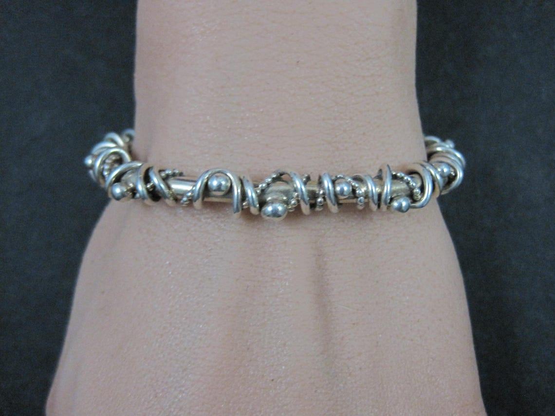 Southwestern Brutalist Sterling Cuff Bracelet 5.5 Inches Wire Wrapped Twisted Si For Sale 4