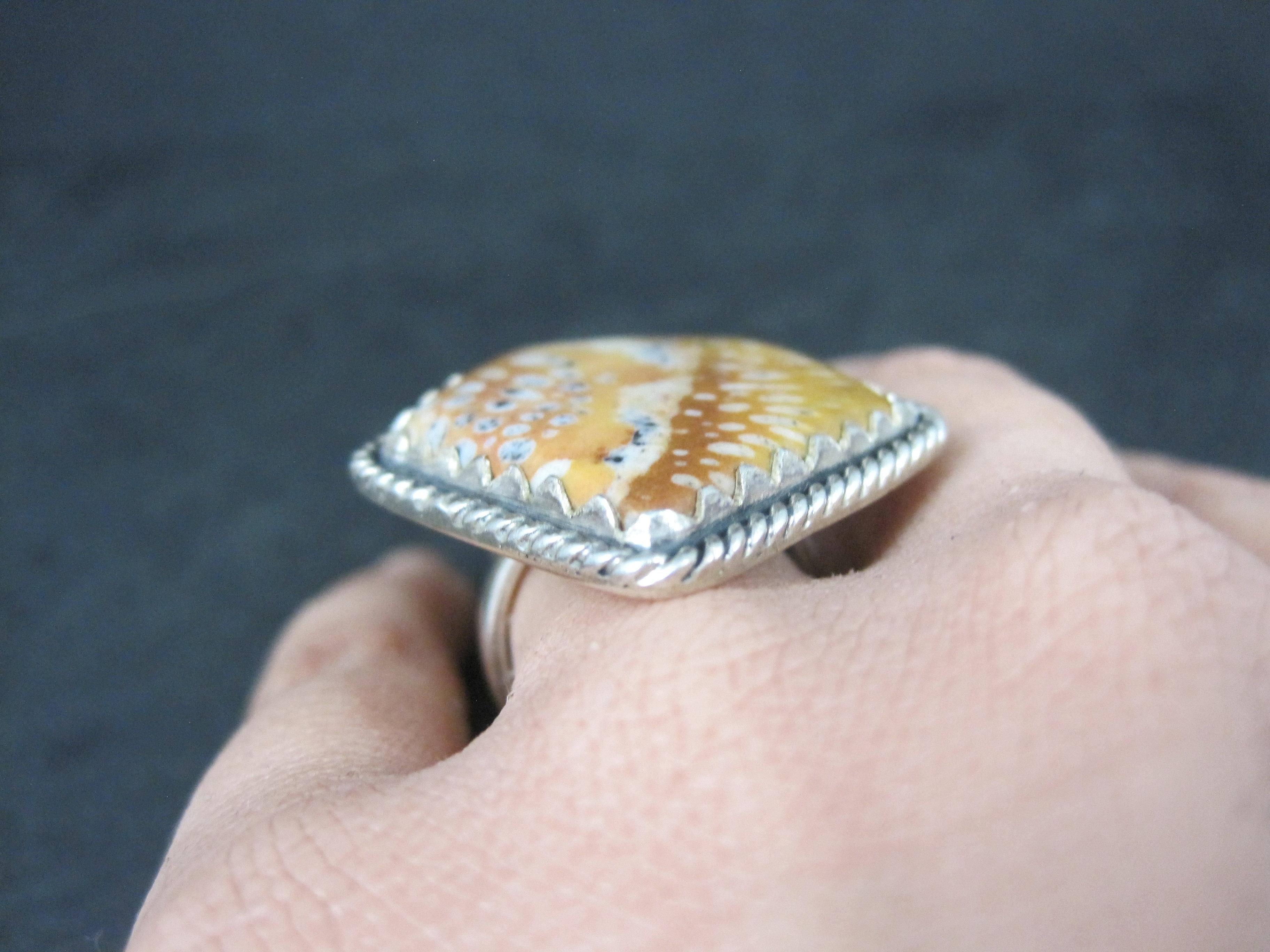 Anello di diaspro Southwestern Deer Fawn Misura 7 A. Silver in vendita 4