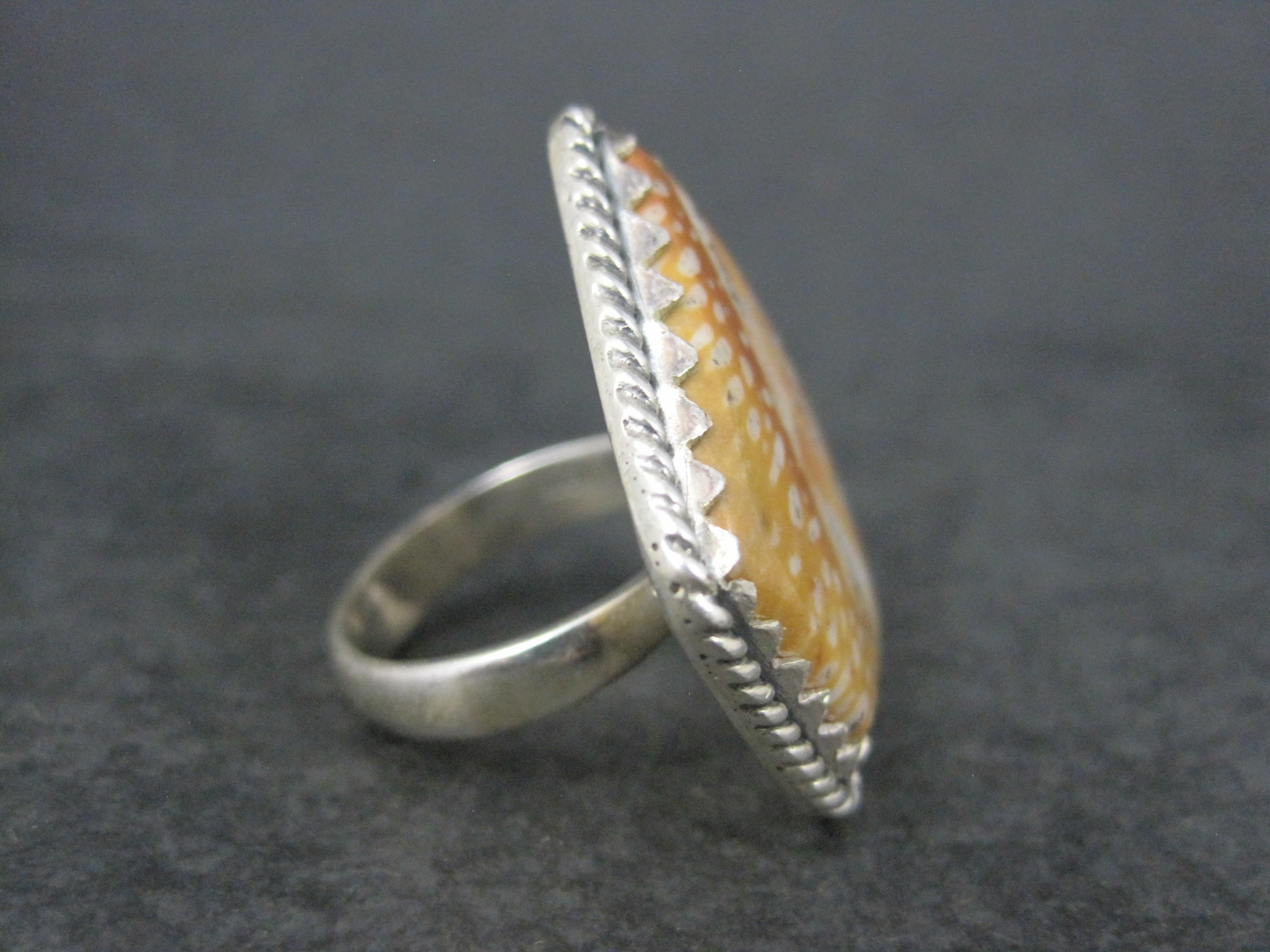 Taglio misto Anello di diaspro Southwestern Deer Fawn Misura 7 A. Silver in vendita