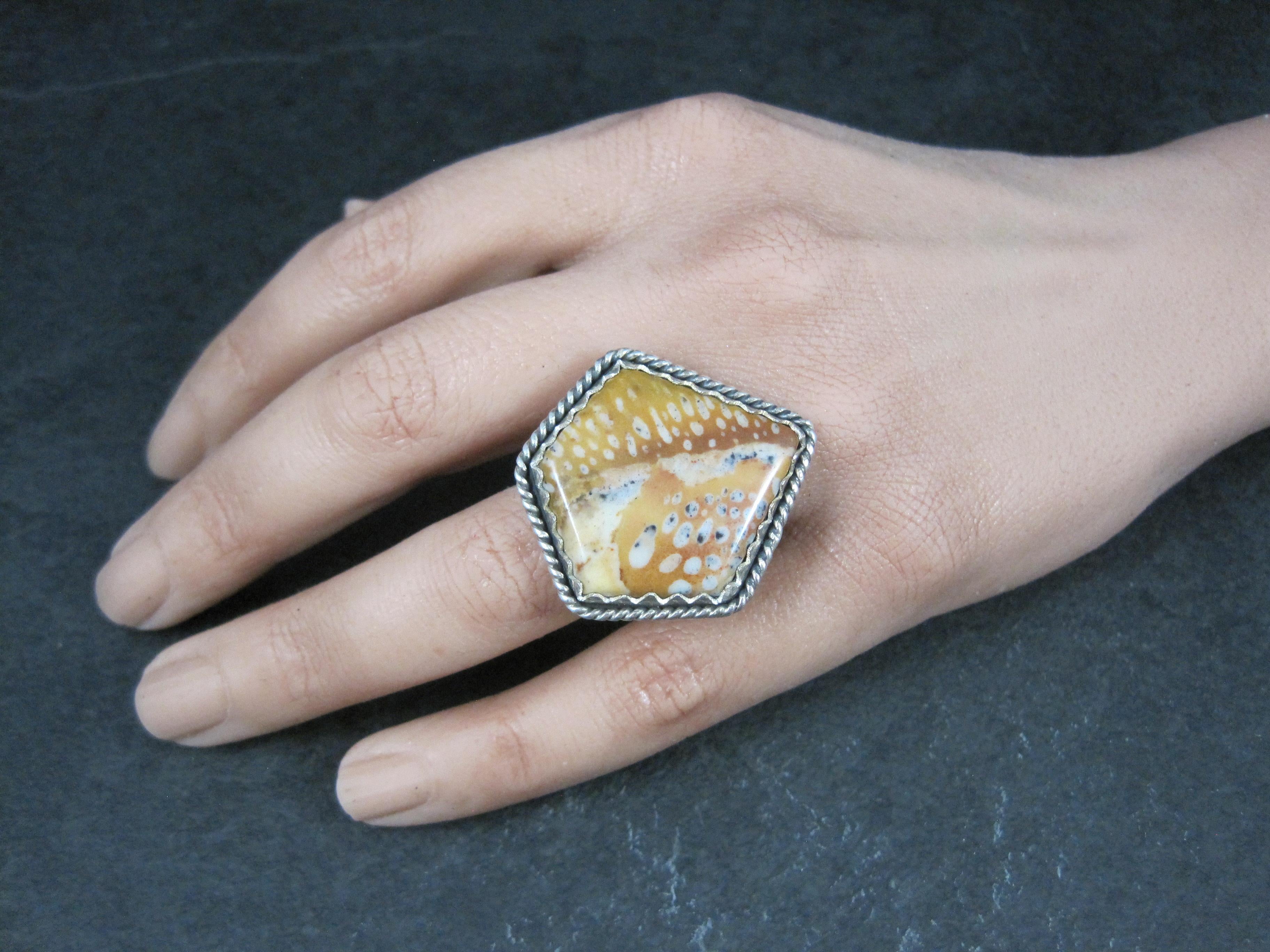 Anello di diaspro Southwestern Deer Fawn Misura 7 A. Silver in vendita 1