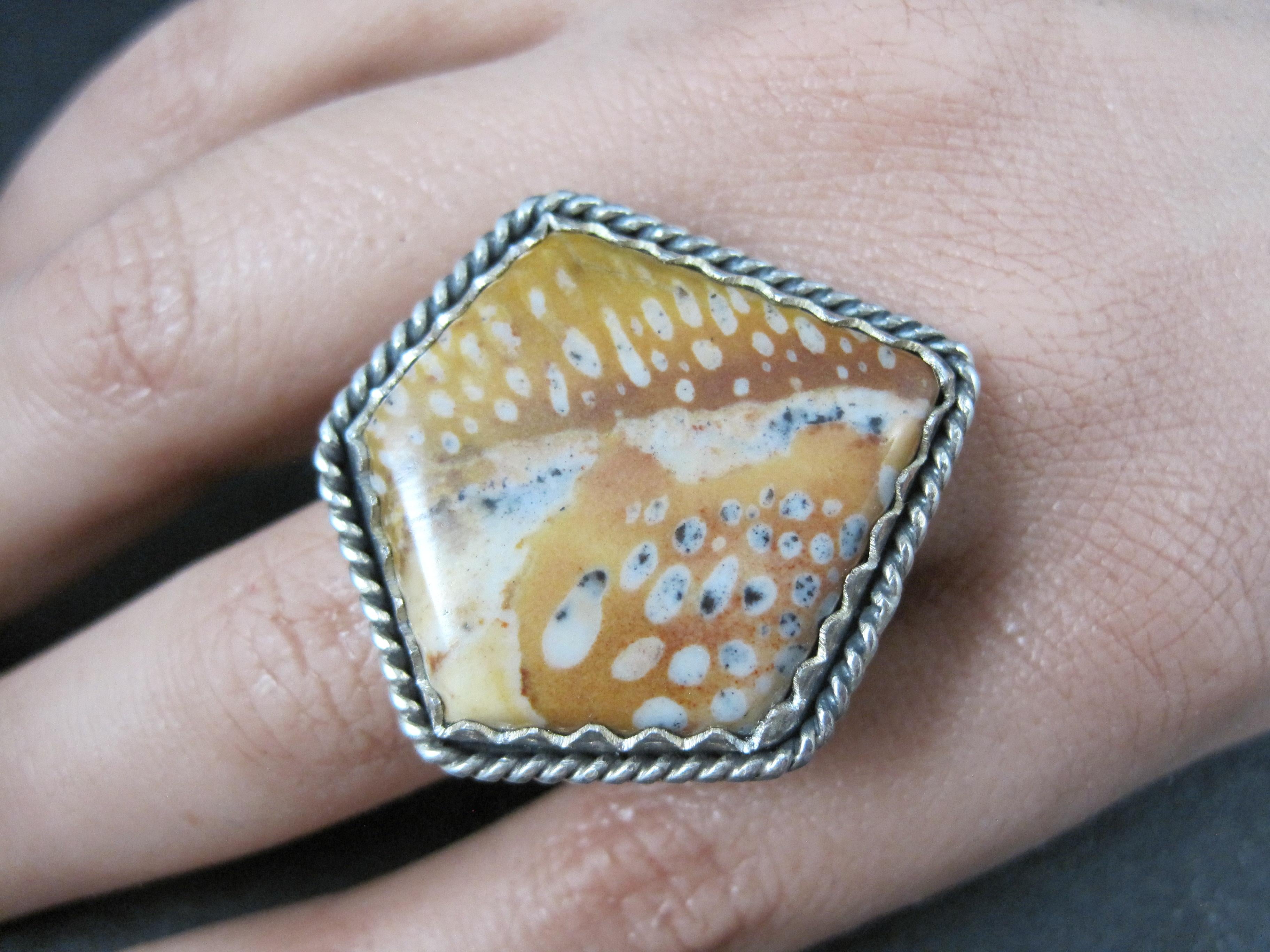 Anello di diaspro Southwestern Deer Fawn Misura 7 A. Silver in vendita 2