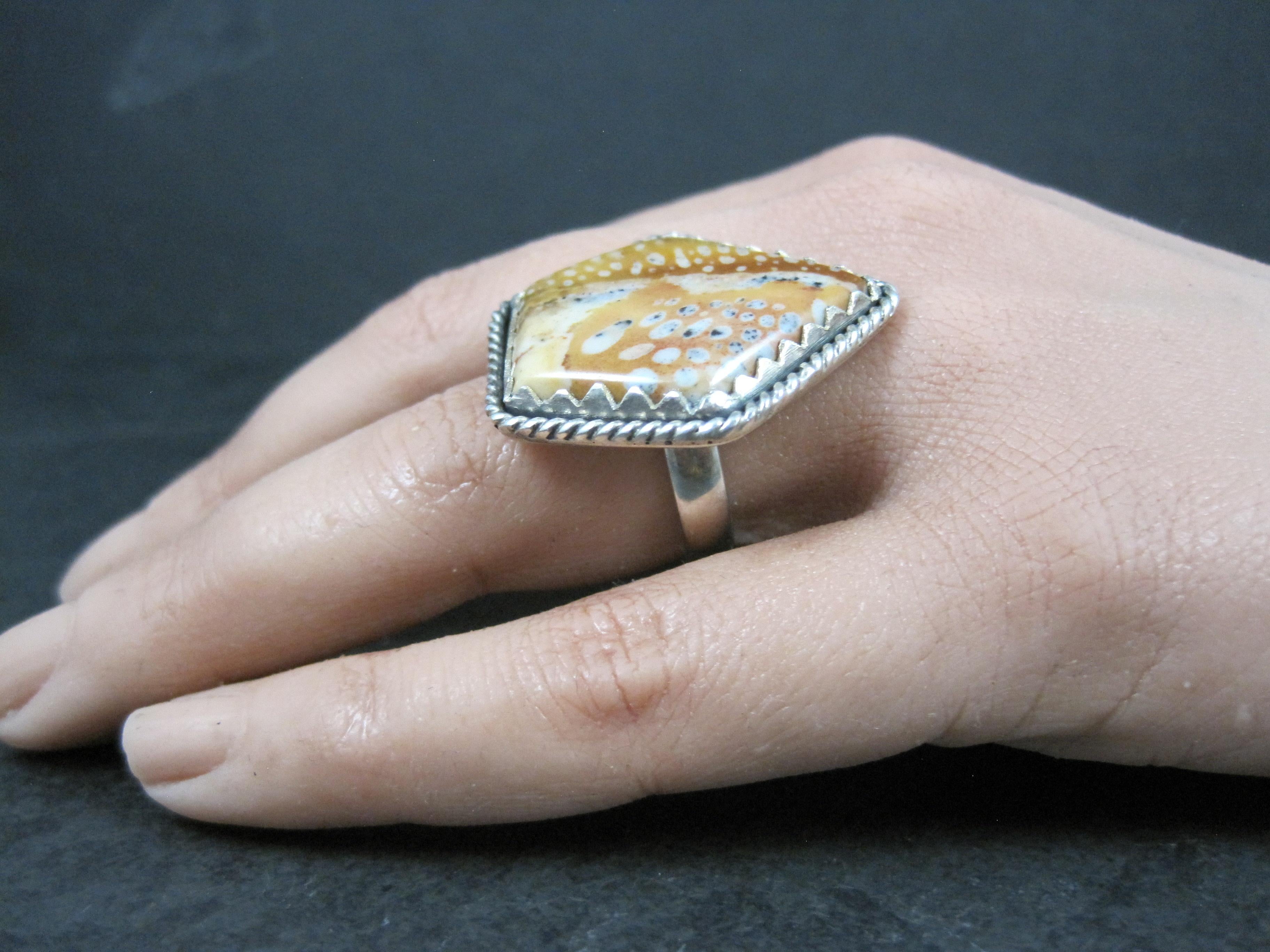 Anello di diaspro Southwestern Deer Fawn Misura 7 A. Silver in vendita 3