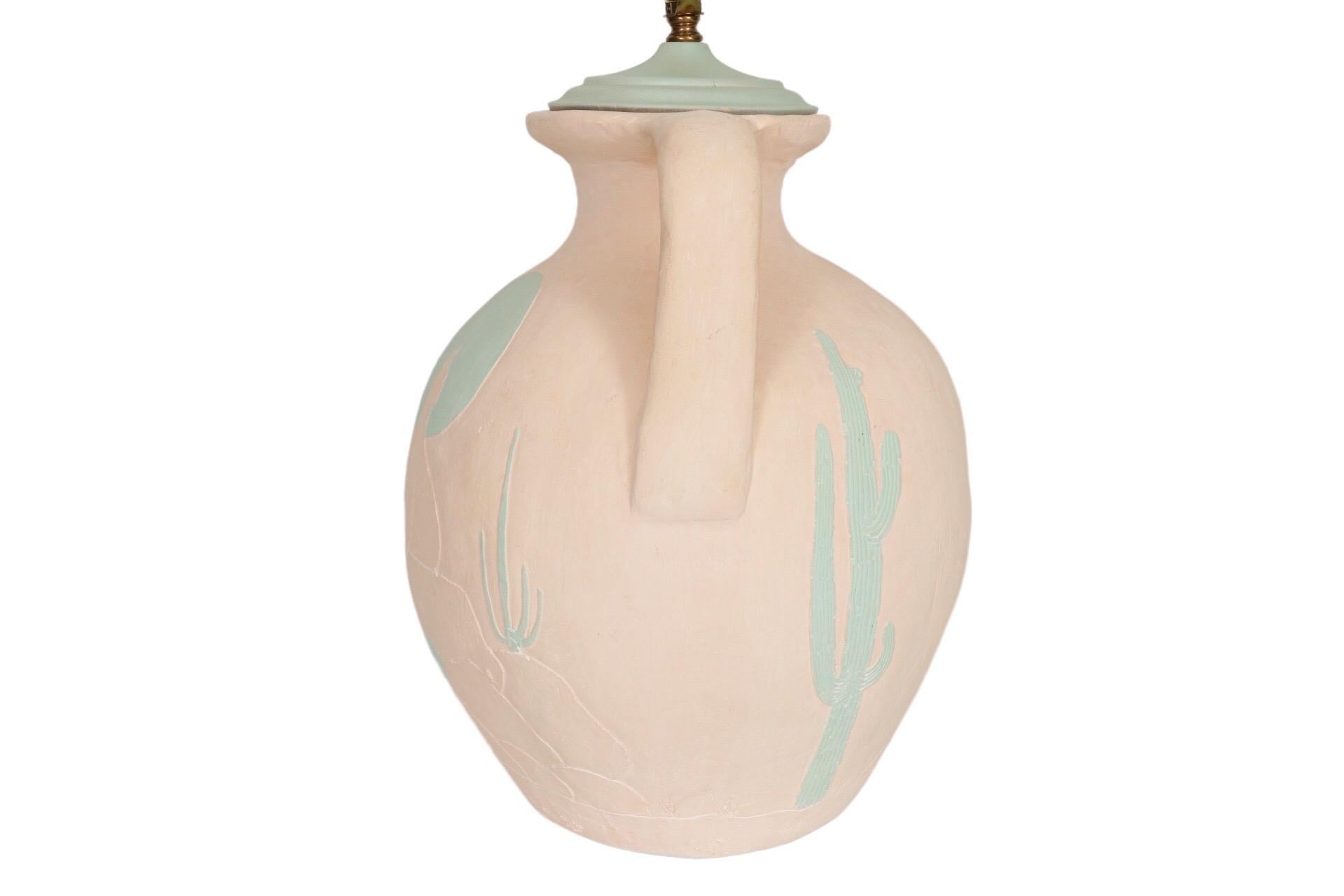 Southwestern Earthenware Amphora Table Lamp In Good Condition For Sale In Bradenton, FL