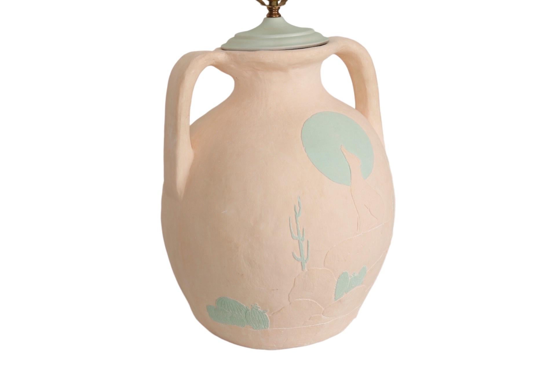 20th Century Southwestern Earthenware Amphora Table Lamp For Sale