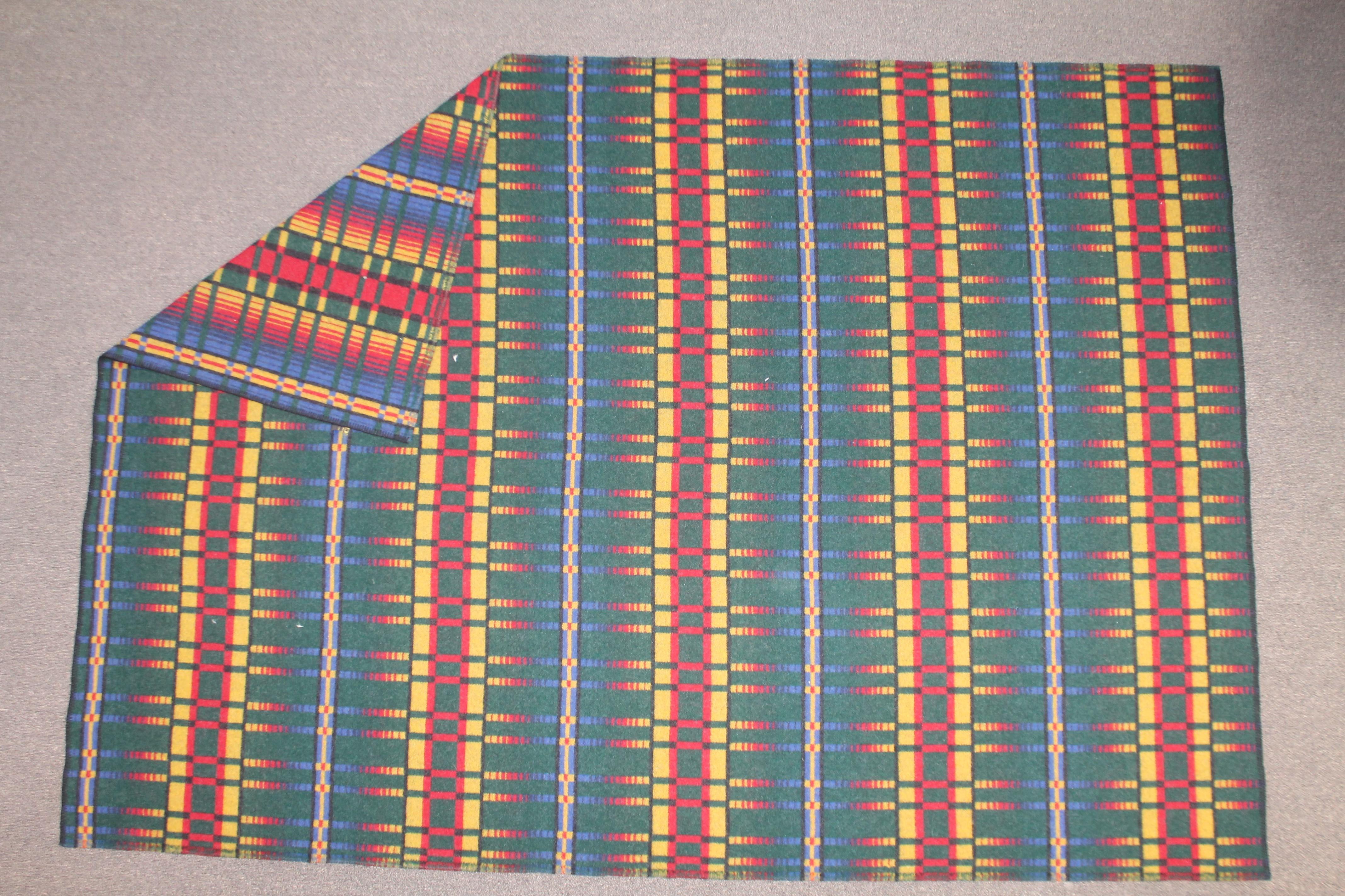 This fine washable wool horse blanket has amazing Indian summer colors and in fine condition. It is totally different colors on the reverse side.