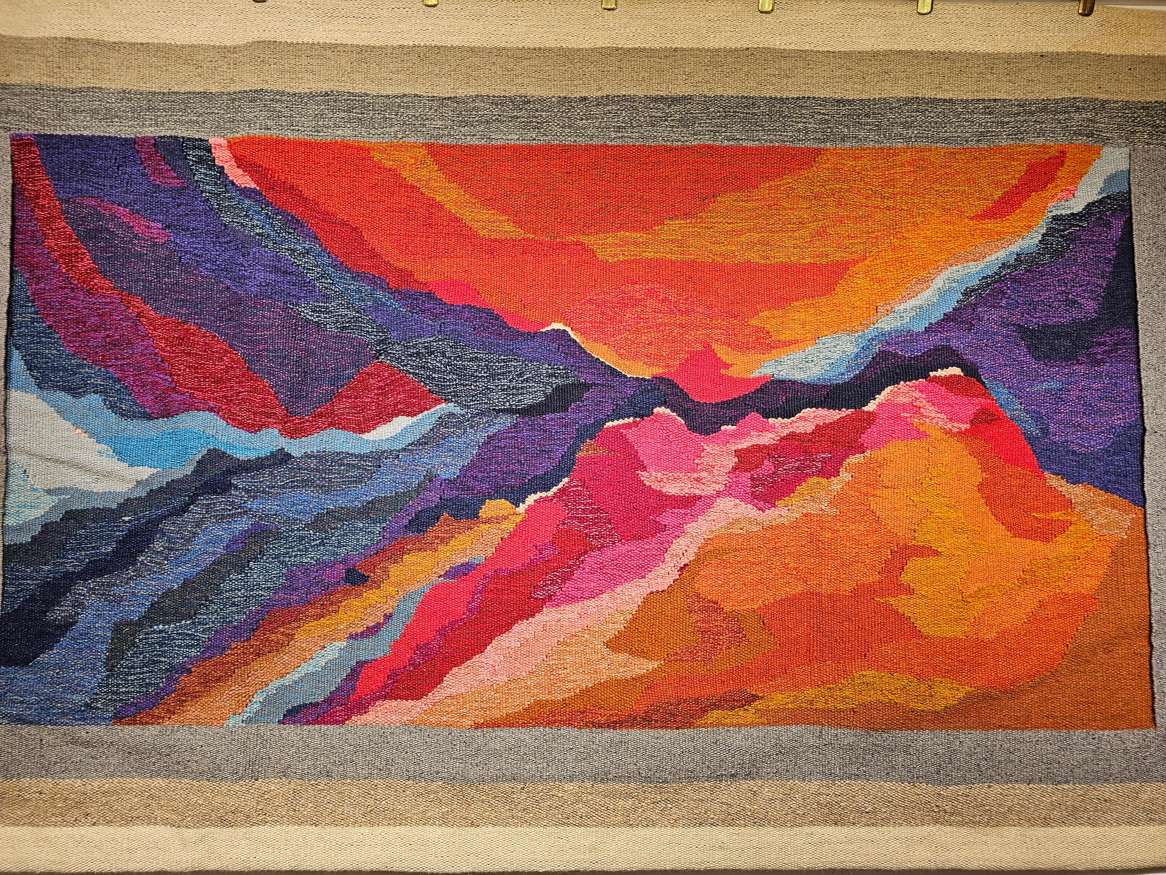 Vegetable Dyed Vintage Tapestry Capturing the Sunset Colors in the American Southwest Landscape For Sale