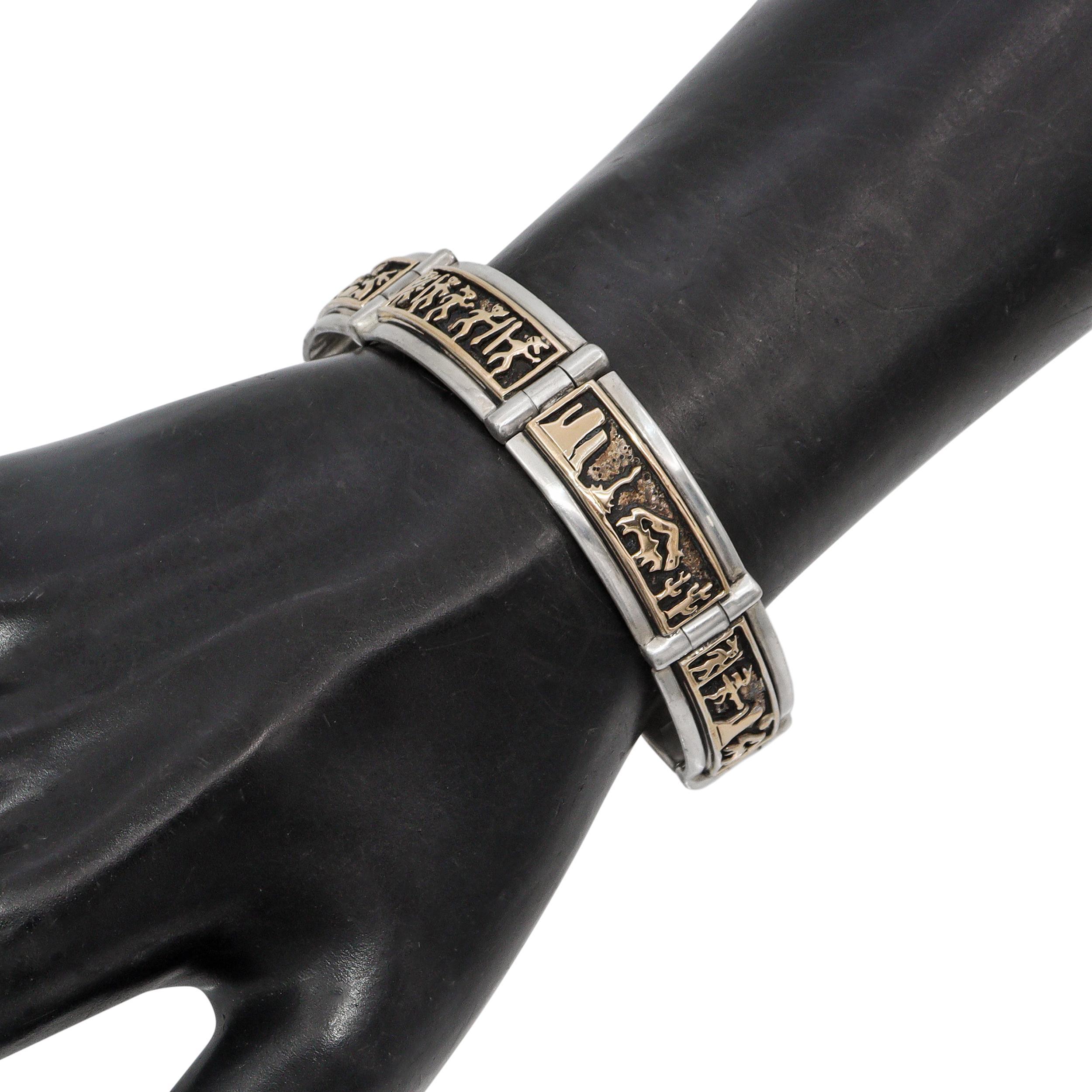 M-One M. I. Rogers Sterling Silver & Gold 14K Storyteller Link Bracelet Bon état - En vente à New York, NY