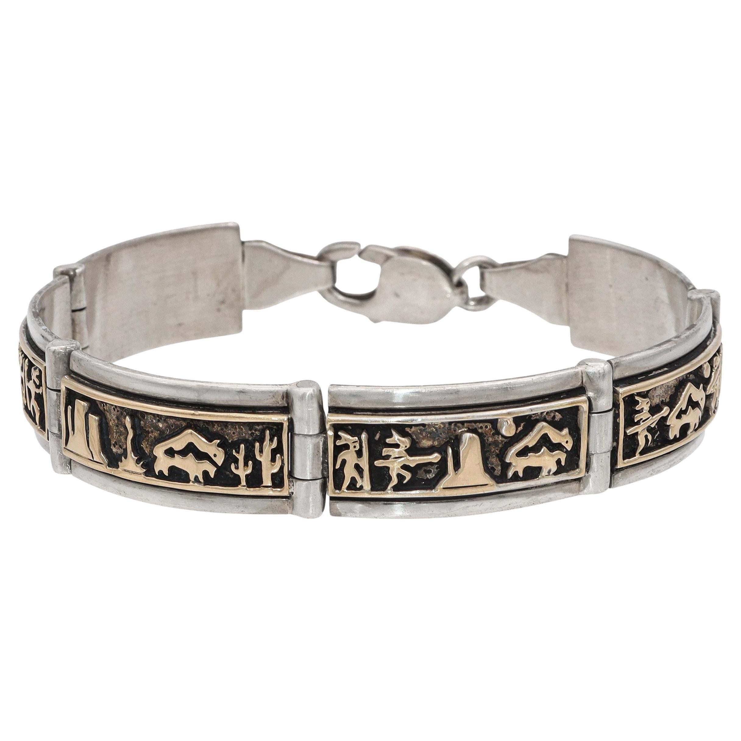 Southwestern A&M. Rogers Sterling Silver e Bracciale Storyteller in oro 14K