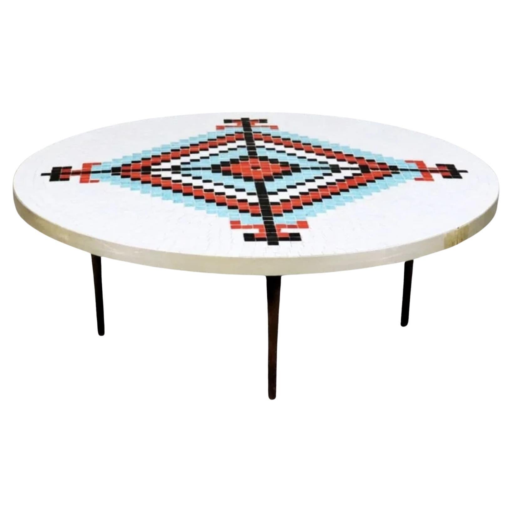 Southwestern Motif Tile Coffee Table For Sale