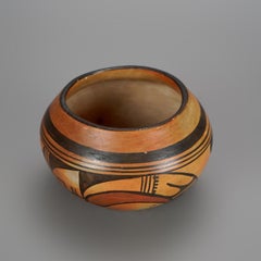 Southwestern Native American Hopi Pueblo Decorated Oval Pottery Bowl C1940