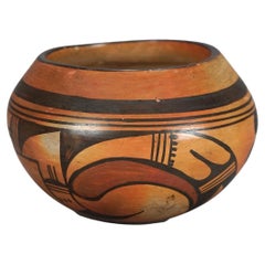 Southwestern Native American Hopi Pueblo Decorated Oval Pottery Bowl C1940