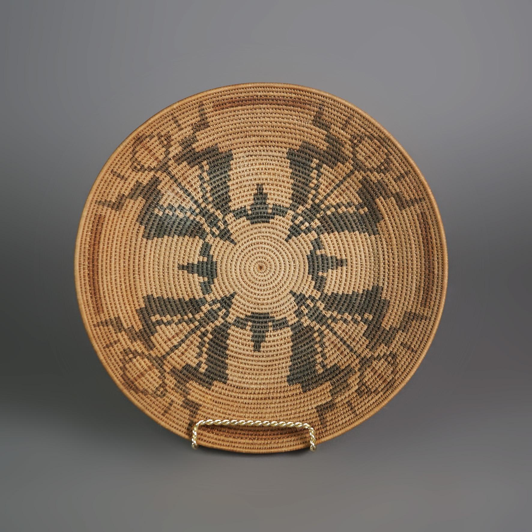 Antique Southwestern Native American Indian Navajo Woven & Decorated with Stylized Floral Pattern Bowl C1920

Measures - 1.5