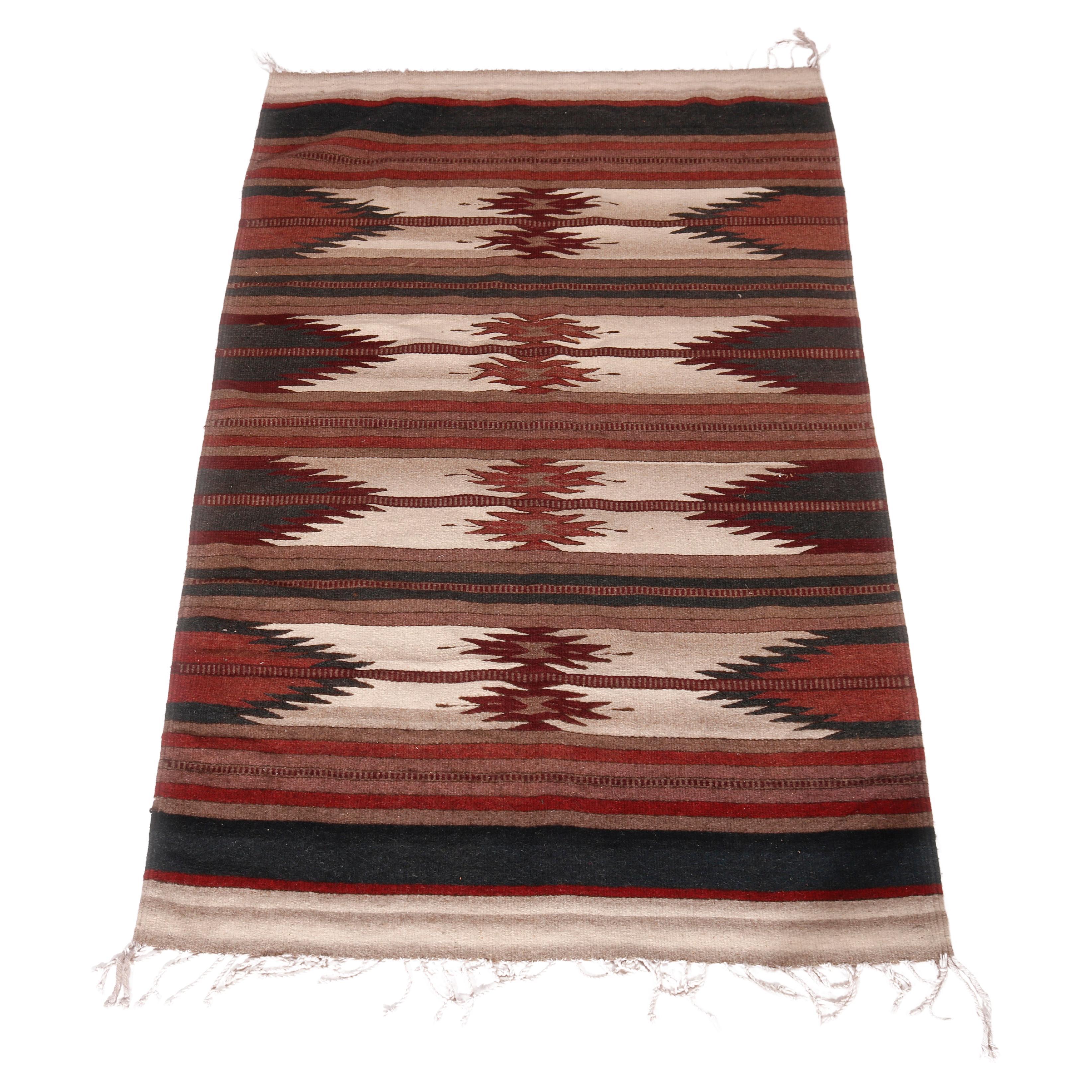 Southwestern Native American Indian Style Wool Rug Circa 1930