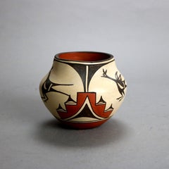 Southwestern Native American Zia Pueblo Pottery Vase with Bird by E Medina 20thC
