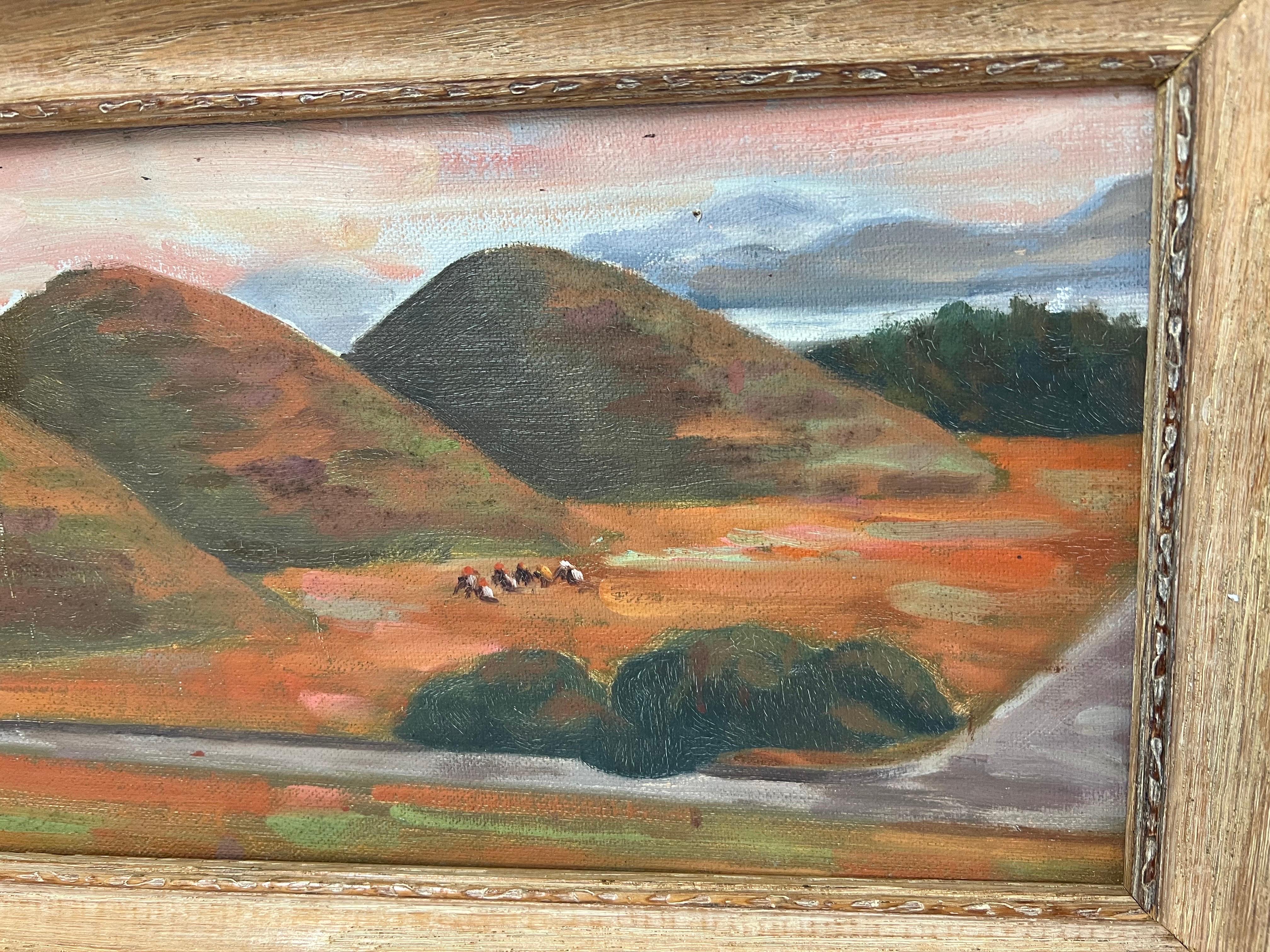 Südwestliches Ölgemälde auf Karton mit Bergen auf Karton, signiert J Guthrie (Holz) im Angebot