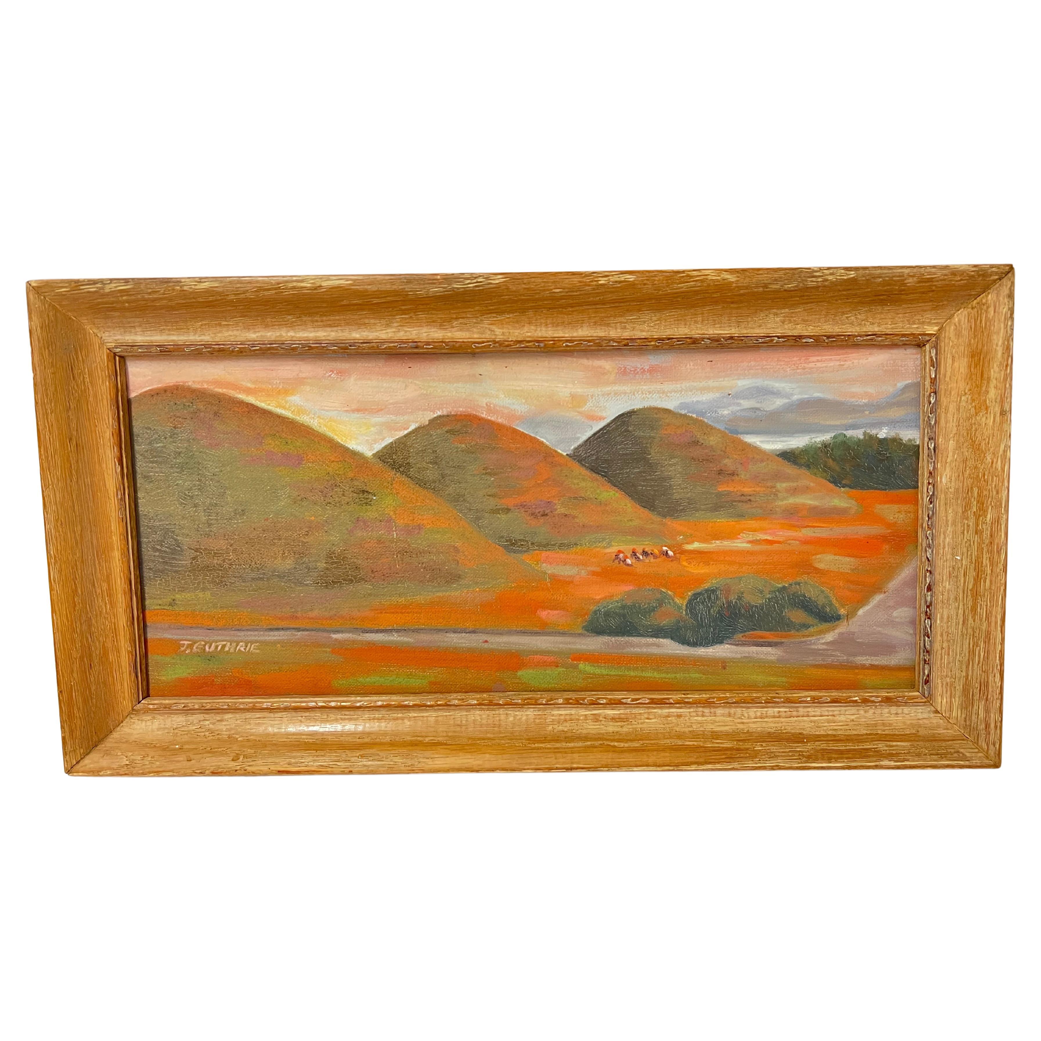 Olio su tavola di Montagne del Sud-Ovest firmato J Guthrie