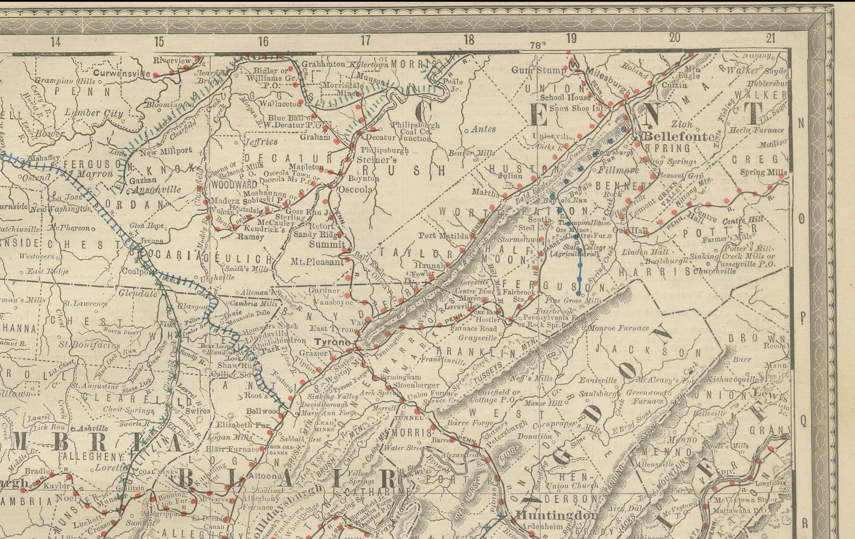 Mapa antiguo del suroeste de Pensilvania - Rand McNally, circa 1888

Este mapa antiguo del suroeste de Pensilvania fue publicado por Rand, McNally & Co. hacia 1888. Procede de sus atlas de finales del siglo XIX y capta el núcleo industrial y