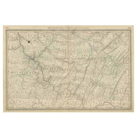 Southwestern Pennsylvania Antique Map c.1888 – Keystone State Counties & Cities