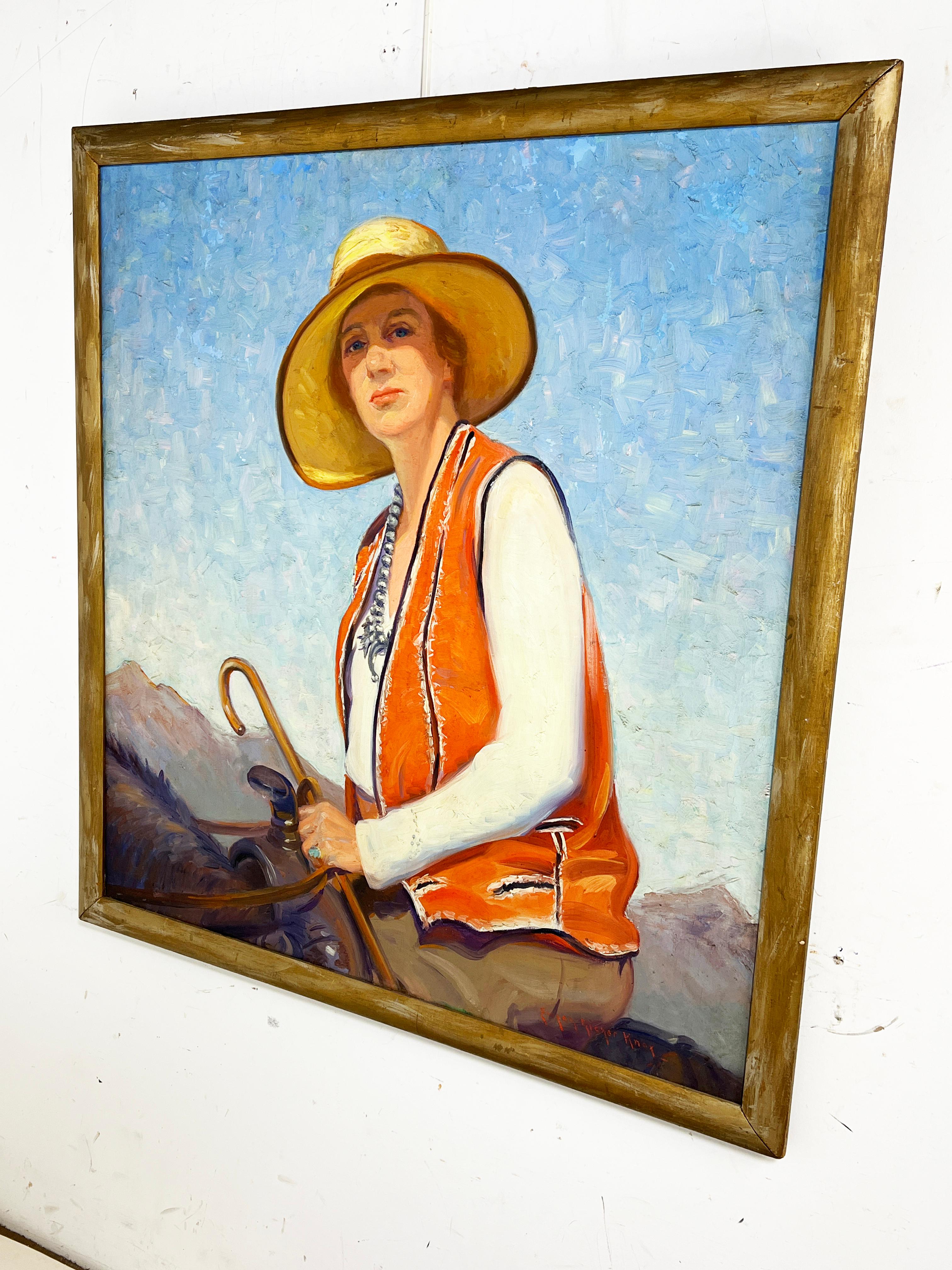 Toile Portrait de style Santa Fe du sud-ouest par Susan Ricker Knox, vers les années 1930 en vente