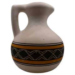 Used Southwestern Signed Ute Mountain Tribe Native American Pottery Jug Round Pitcher