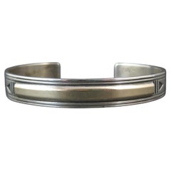 Vintage Southwestern Manschettenarmband, Sterling Silber & 14K Gold, 1990er Jahre