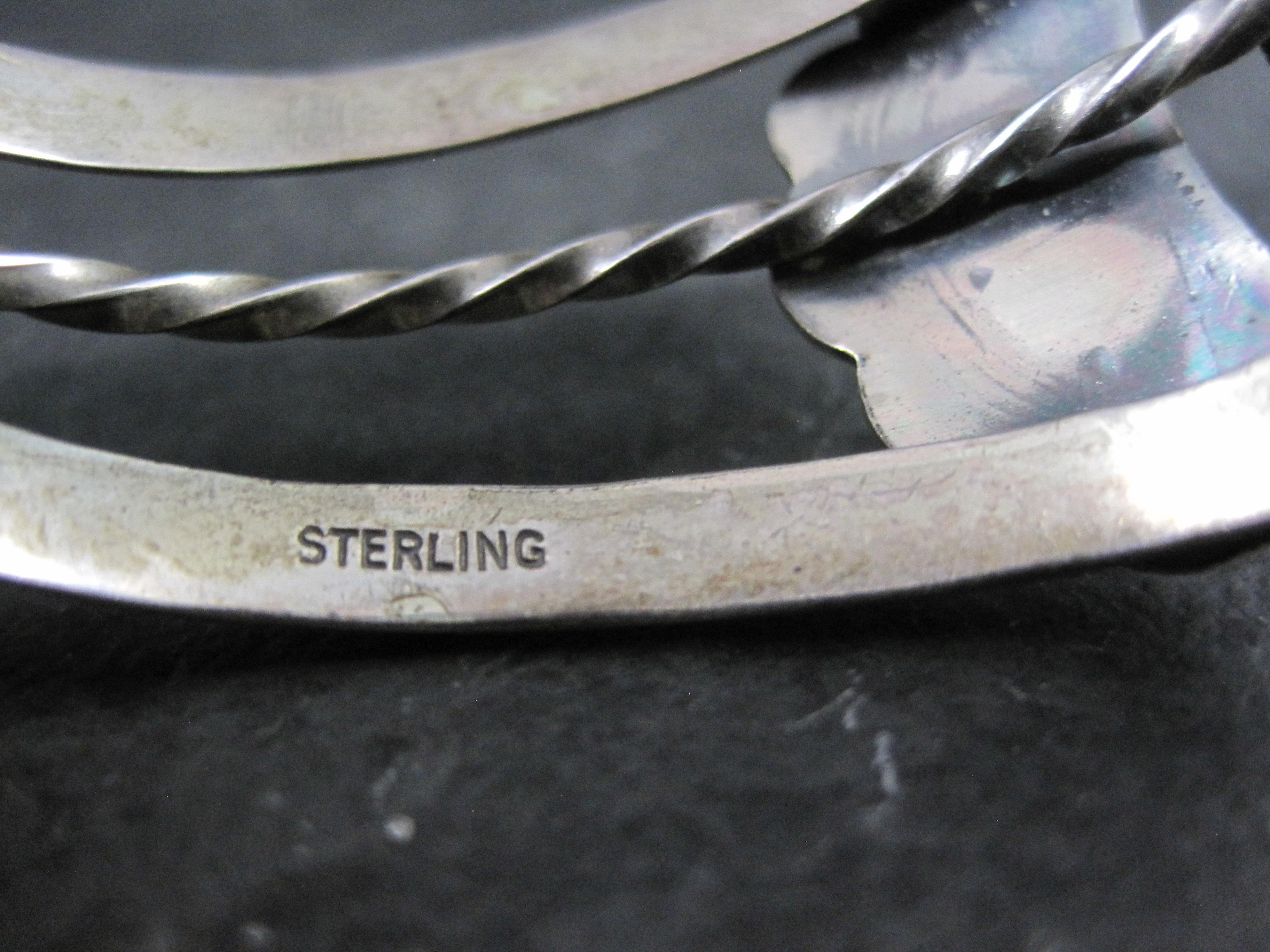 Bracciale a grappolo in argento del sud-ovest da 6,25 pollici in vendita 3