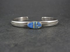 Bracelet manchette en Denim Sterling Lapis et Opale 6.5