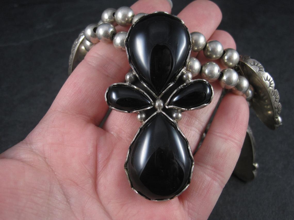 Southwestern Sterling Onyx Necklace For Sale 1