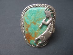 Southwestern Sterling Silver Artisan Stone Bracelet circa 1970s