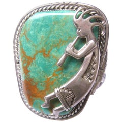 Southwestern Sterling Silver Artisan Stone Bracelet circa 1970s